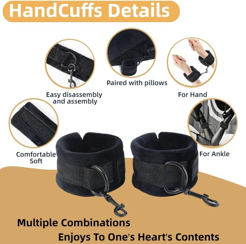 NoirBond Black Foam Positioning Wedge Pillow with Handcuffs - SinfulX - Personal Care > Sexual Wellness > Sex Pillow