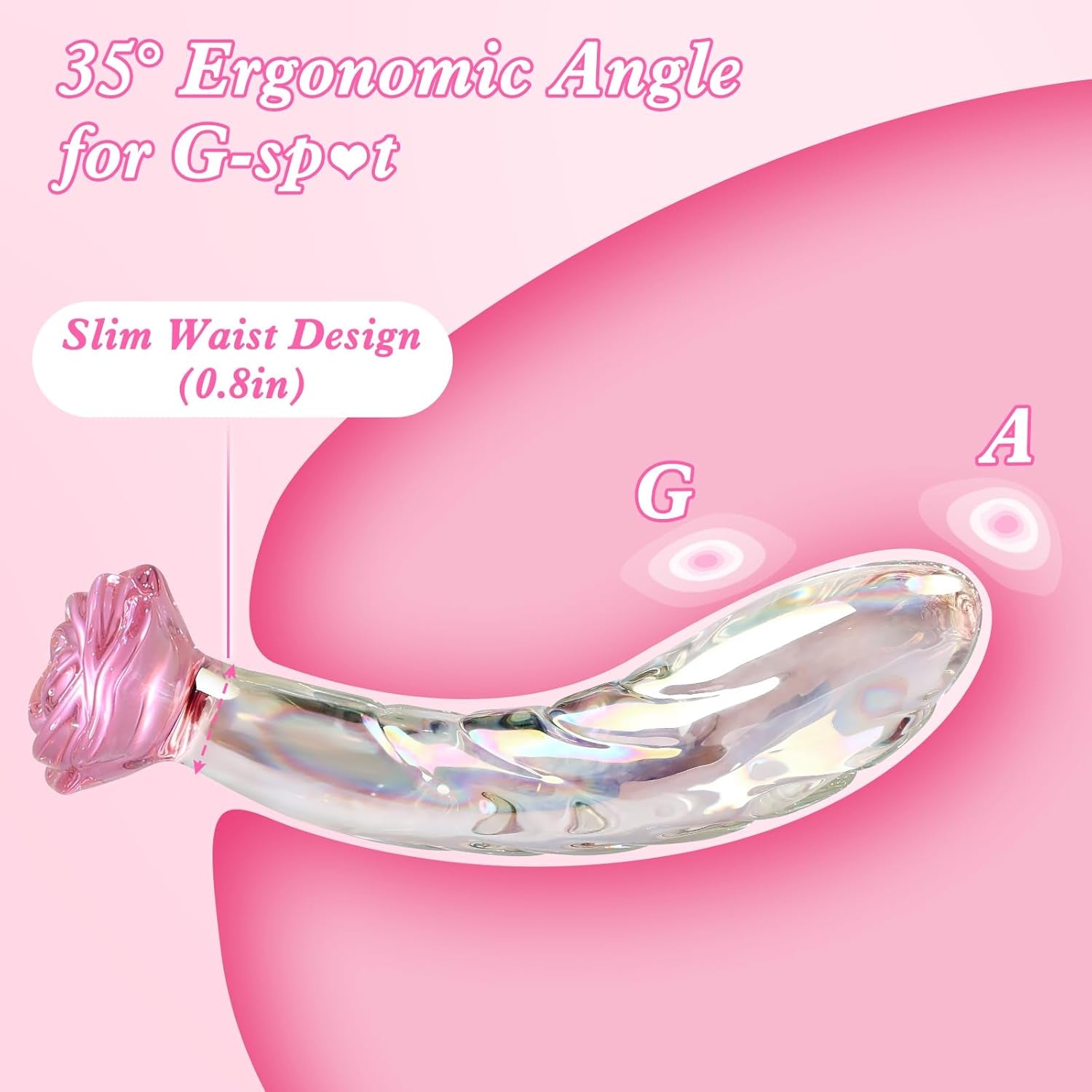Anal Dildo Glass Rose Sex Toy - Butt Plug Rainbow Monster Dildo for Beginner, 7.2 Inch Small Glass Dildo as a Clitoral G Spot & Anal Plug Sex Toys for Men Women & Couples Sexual Pleasure - SinfulX - 