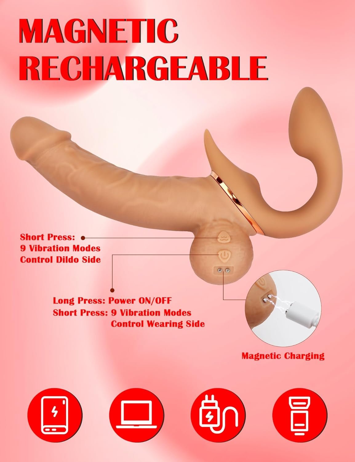 EchoFlex Rotating Strapless Strap On Vibrator - SinfulX - Personal Care > Sexual Wellness > Strapless Strap - On