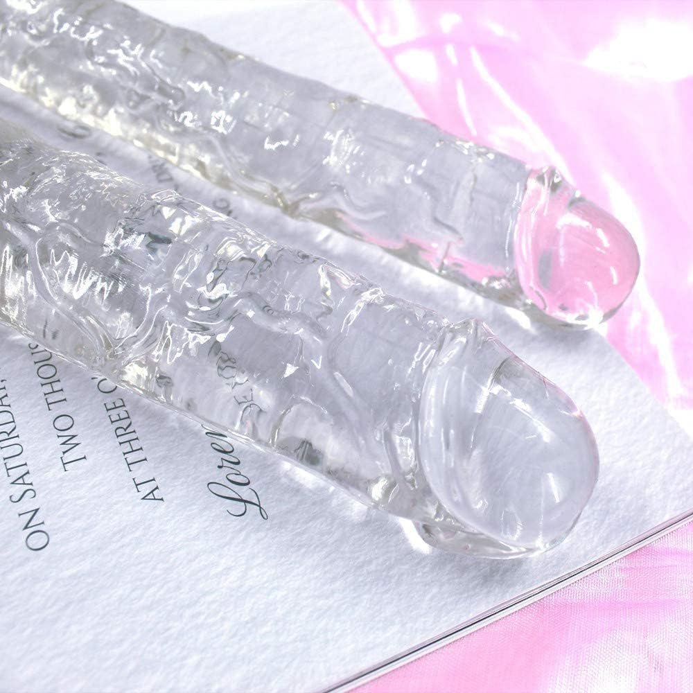 11.8 * 1.3 Inches Small Double Dildo Clear Jelly Realistic Anal Long Dildo Penis with Veins and Glans Adult Sex Toys for Women/Men/Lesbian - SinfulX - 