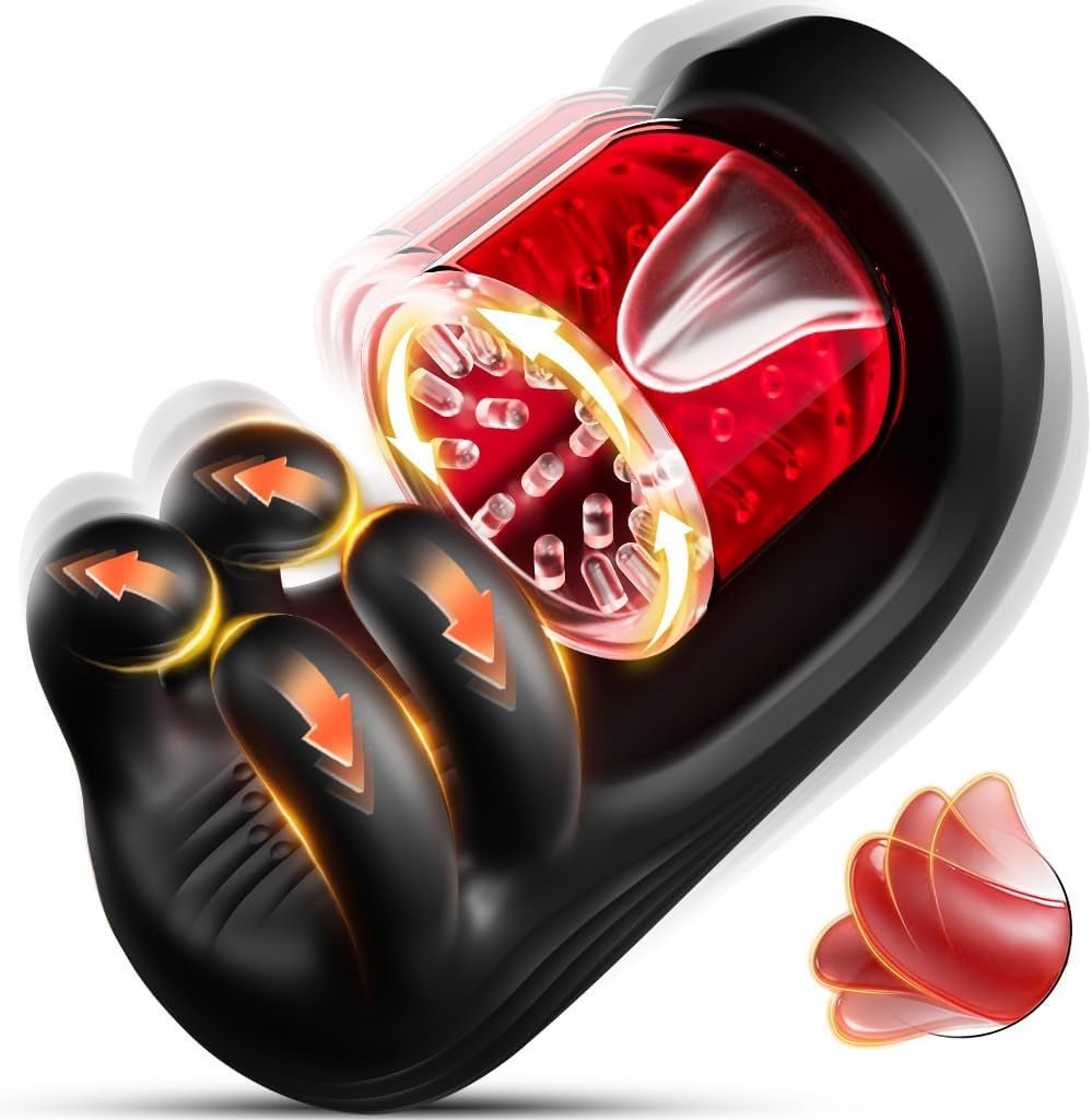 Male Masturbator Sex Toys for Men Penis Stroker - 360° Licking Glans Mens Vibrator with 9 Rotating & Clamping & Vibrating Modes, Penis Trainer Masturbators Blowjob Toy Adult Sex Toys for Men Couples - SinfulX - 