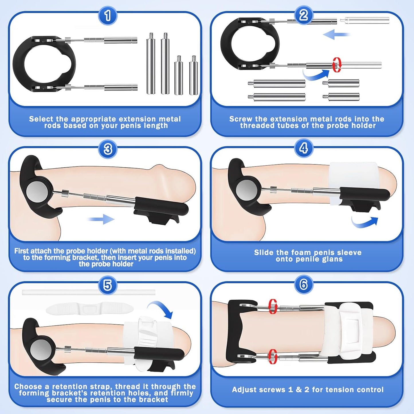 Penis Extender Penis Pump Sex Toys for Men, Adjustable Penis Extension Stretcher, Wearable Sex Toys - Pumps & Enlargers, Easy to Install, Penis Enlargement Traction Device - SinfulX - 