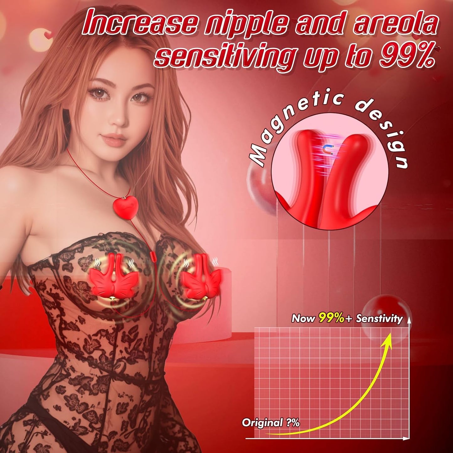 Nipple Clamps Toy for Women, Adults Sex Toys Nipple Vibrator Clitoris Stimulator with 9 Powerful Modes, BDSM Neck-Hanging Vibrating Nipple Toys for Women Couples Sex Toy & Games