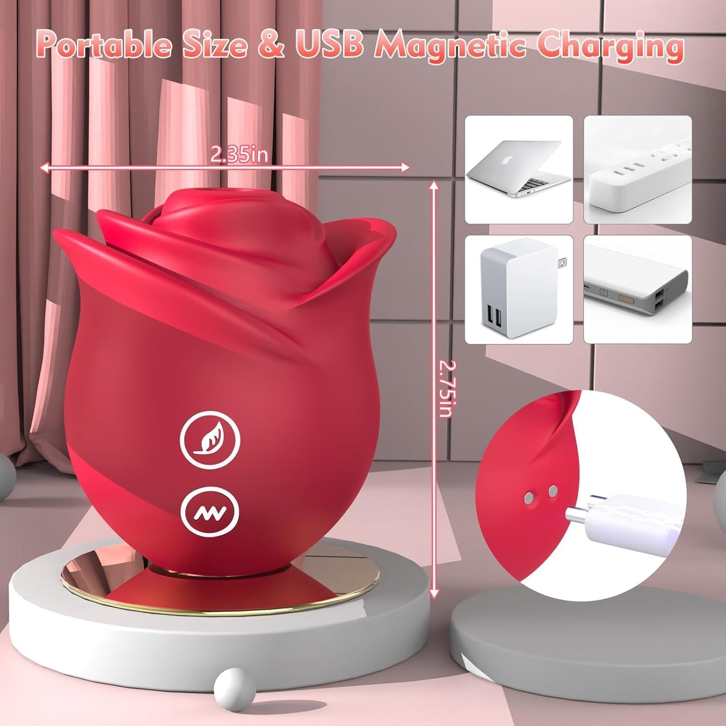 Rose Sex Toy Sucking Vibrator - Rose Adult Toys Clit Sucker Women Sex Toy APP Control Vibrator with 10 Sucting Modes for Clitoral Nipple G Spot Oral Sex Stimulation, Female Sex Toys Women Couples - SinfulX - 