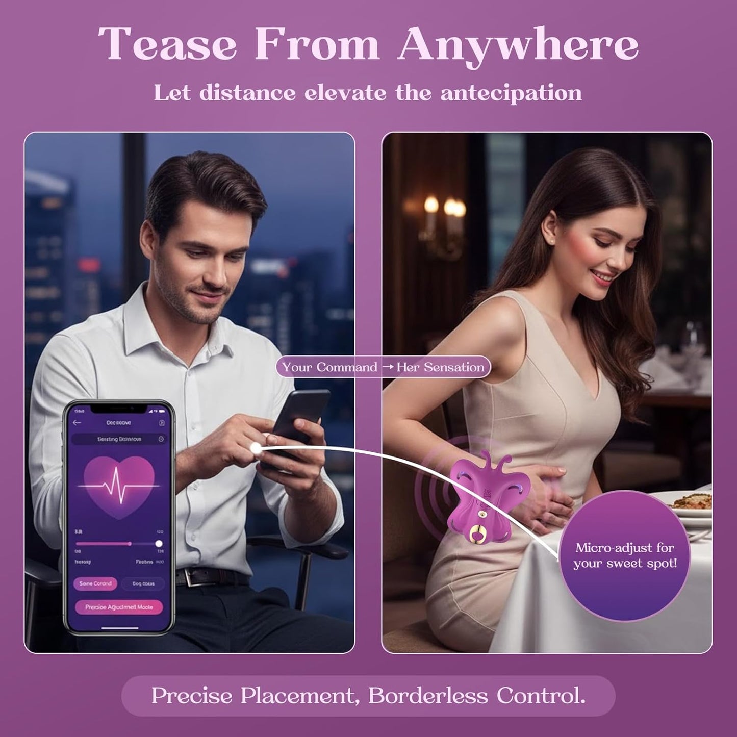 Couples Sex Toys Wearable Vibrator - 9 Modes Vibrating Panties with Separate Male Cock Ring, Clitoral Stimulator Adult Toys for Women, App Connection Women Sex Toys, Silicone BDSM Female Sex Toy