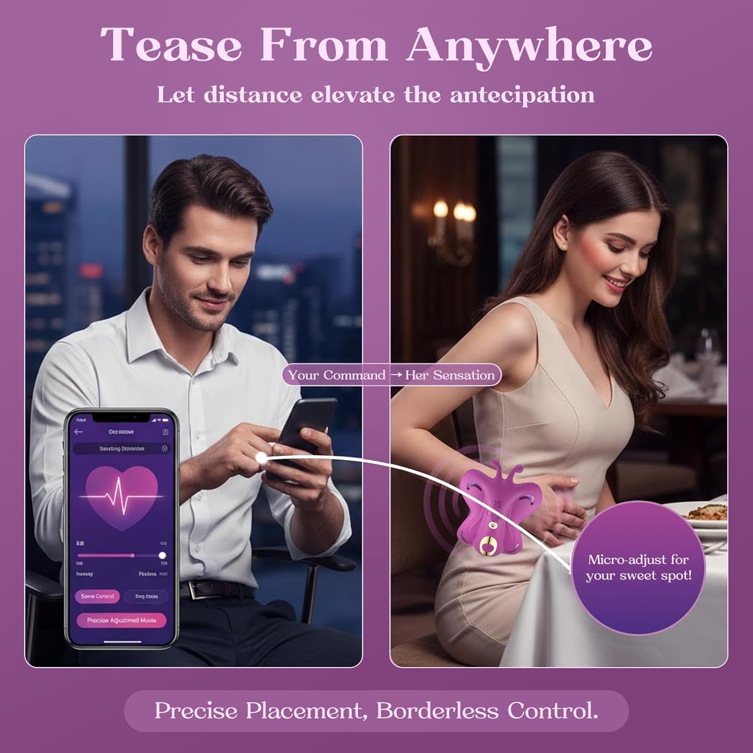 Couples Sex Toys Wearable Vibrator - 9 Modes Vibrating Panties with Separate Male Cock Ring, Clitoral Stimulator Adult Toys for Women, App Connection Women Sex Toys, Silicone BDSM Female Sex Toy