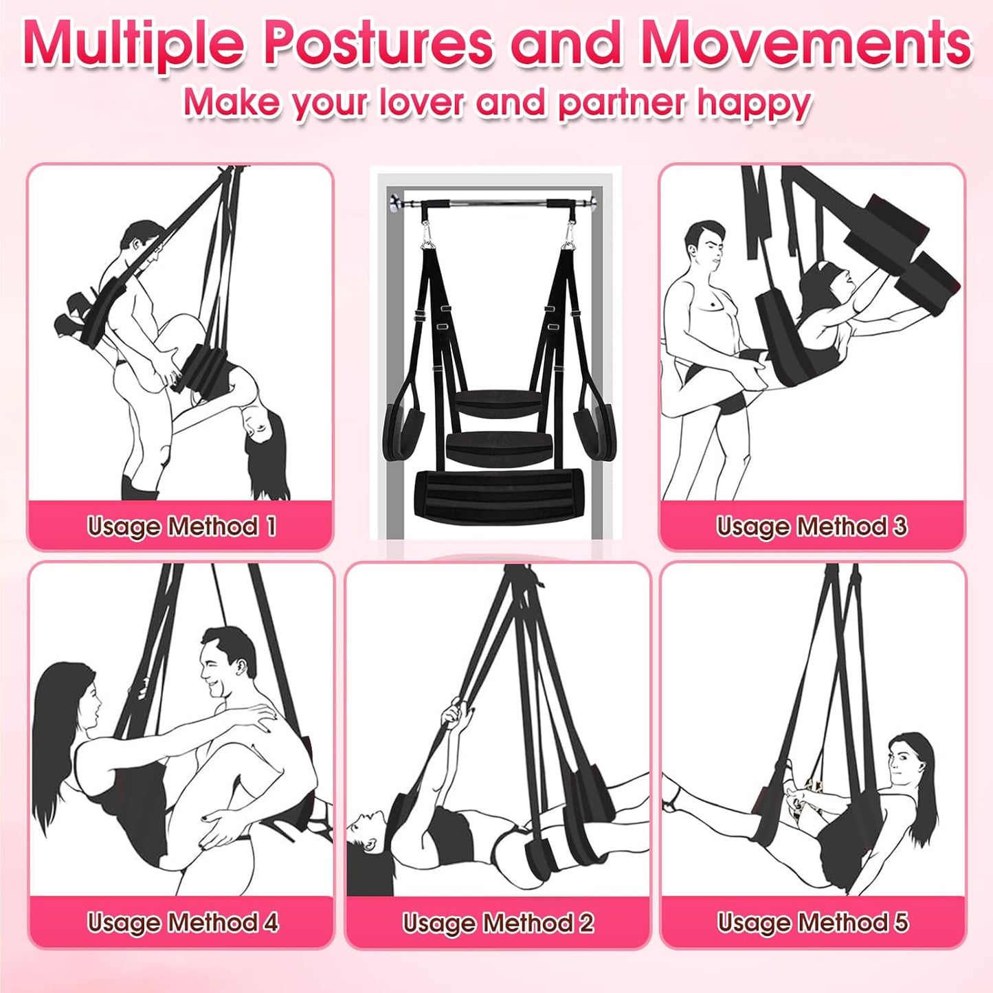 StratavaX Heavy Duty Sex Swing 500lb Adjustable - SinfulX - Personal Care > Sexual Wellness > Sex Swing