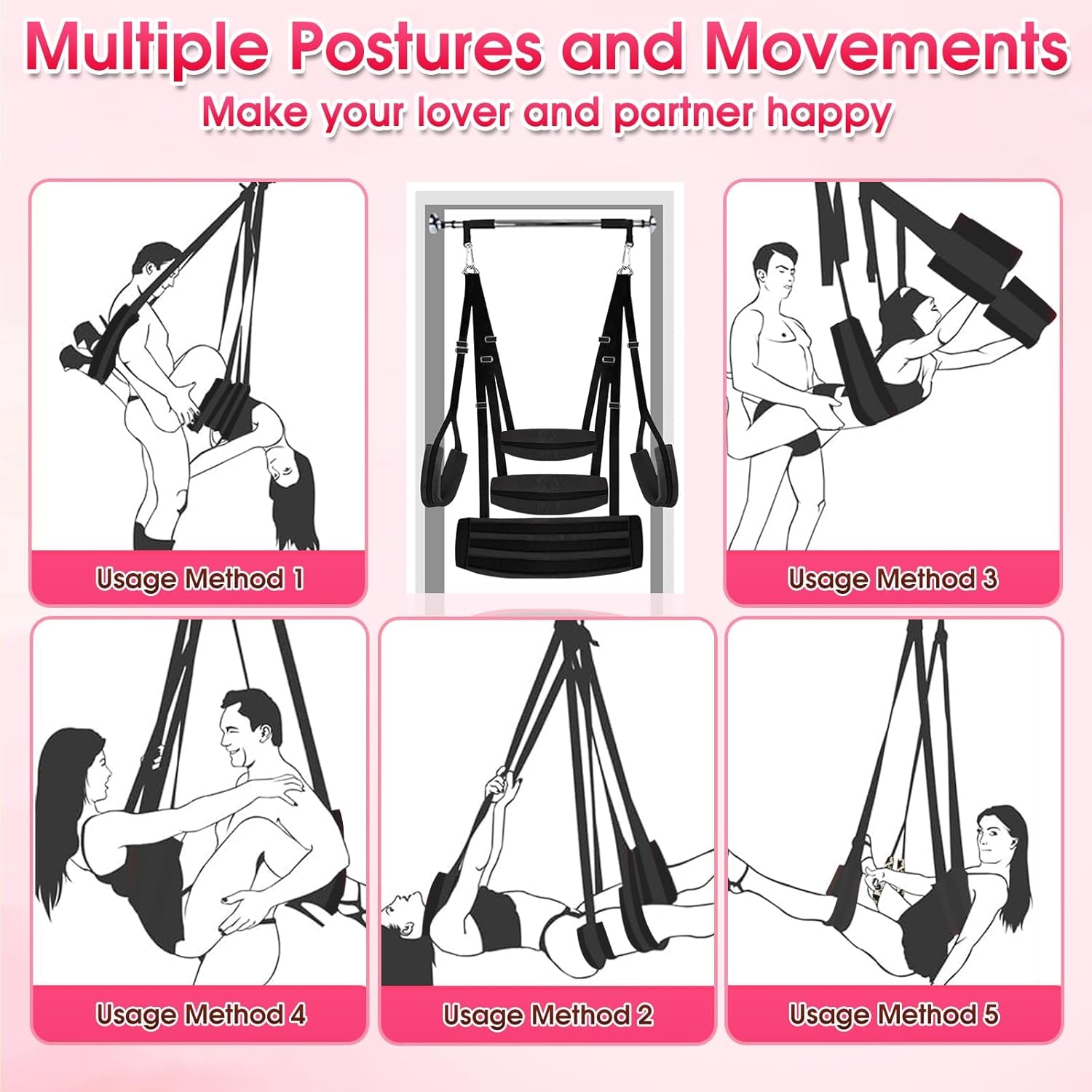 StratavaX Heavy Duty Sex Swing 500lb Adjustable - SinfulX - Personal Care > Sexual Wellness > Sex Swing