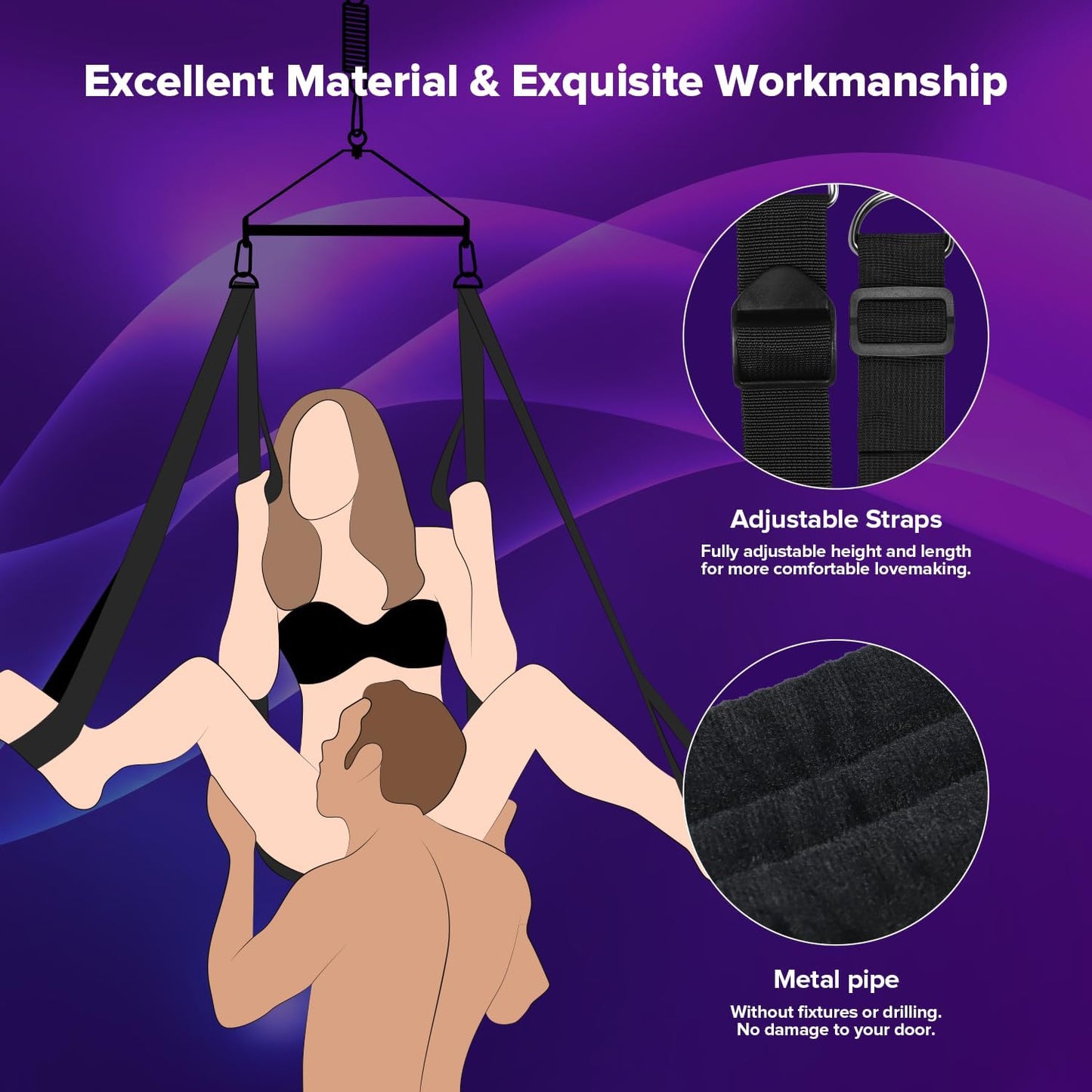 MidnightSpin 360° Spinning Ceiling Sex Swing - SinfulX - 