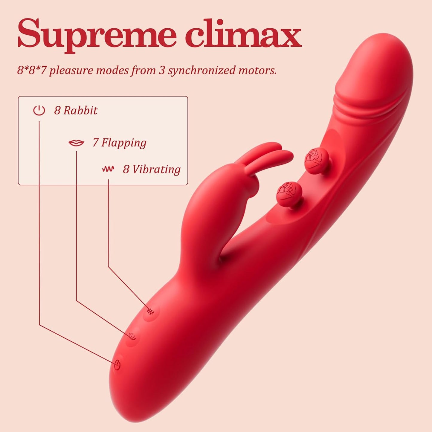 Vibrator Dildo Adult Sex Toys - G Spot Vibrator with 7 Flapping Modes, Women Sex Toys with 16 Vibrating Modes, Female Sex Toy for Clitoral Nipple Sex Stimulation, Rabbit Vibrator for Couples - SinfulX - 