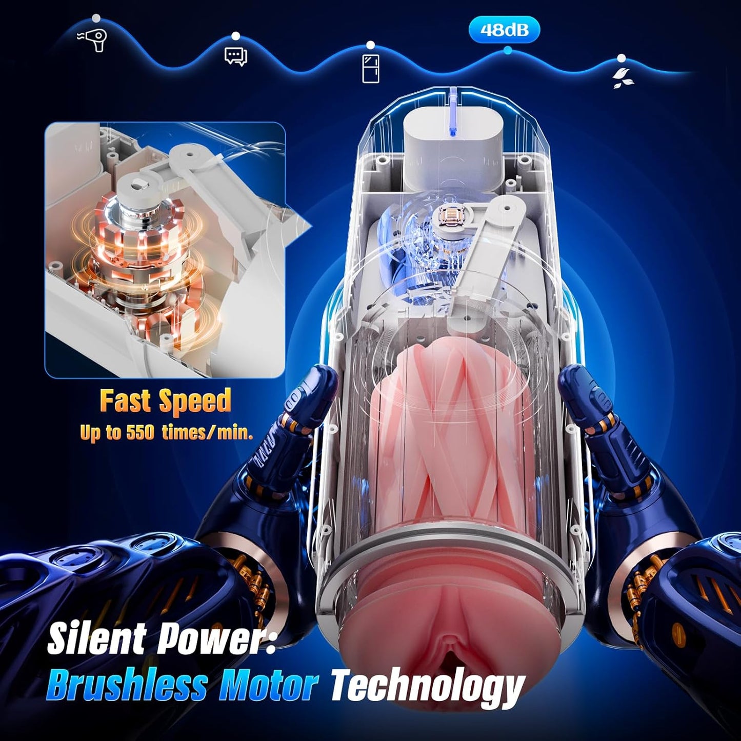 Male Masturbator Sex Toys for Men Penis Pump with APP Control – Thrusting Stroker with 360° Heating, 5 - Speed Smooth Motion Blowjob Men’S Sex Toy, Silent Brushless Motor, 3D Sleeve Erotic Massage Kits - SinfulX - 
