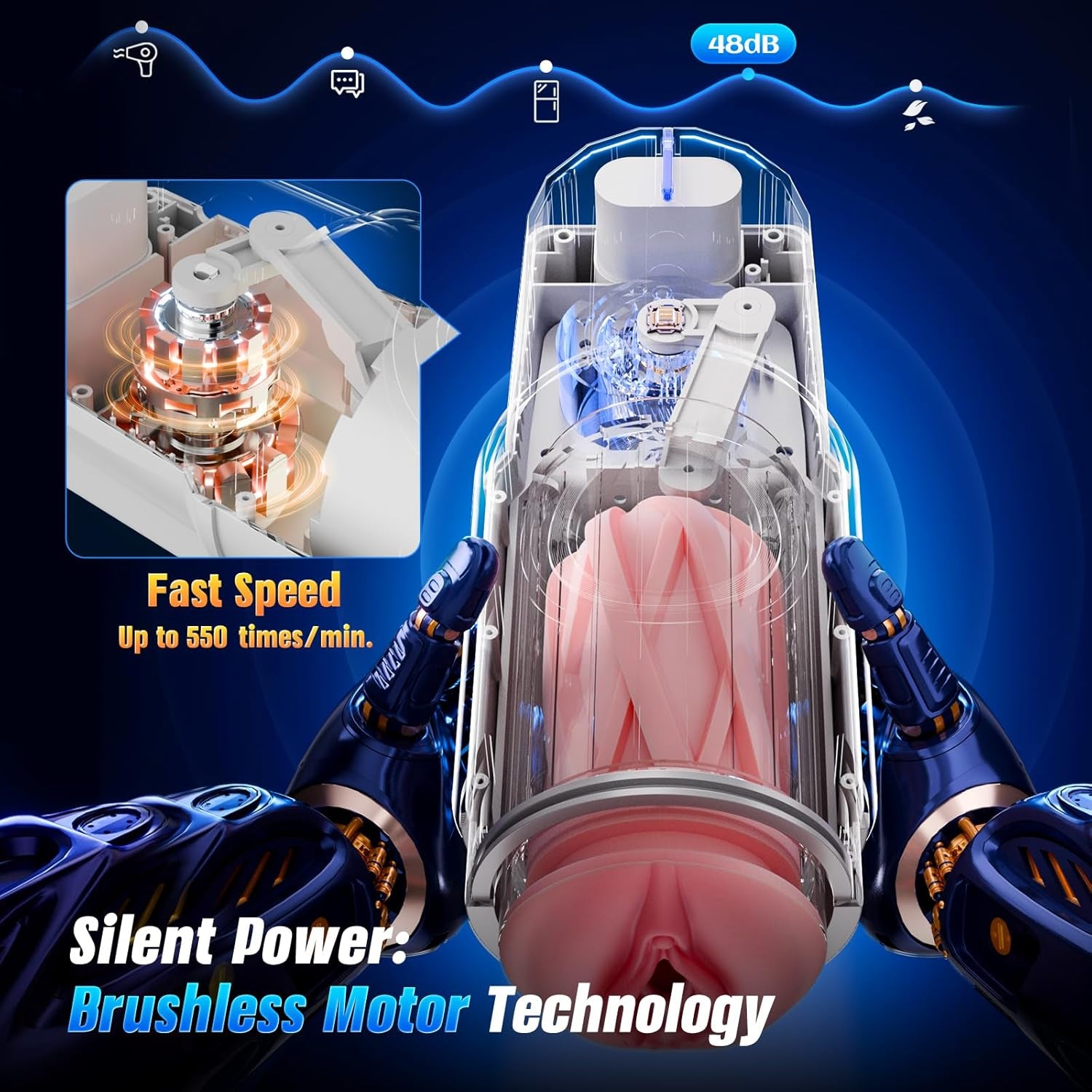 Male Masturbator Sex Toys for Men Penis Pump with APP Control – Thrusting Stroker with 360° Heating, 5 - Speed Smooth Motion Blowjob Men’S Sex Toy, Silent Brushless Motor, 3D Sleeve Erotic Massage Kits - SinfulX - 