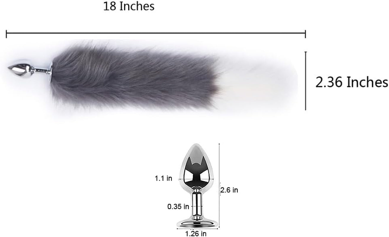 SilverFrost Small Steel Tail Butt Plug Gray White - SinfulX - 