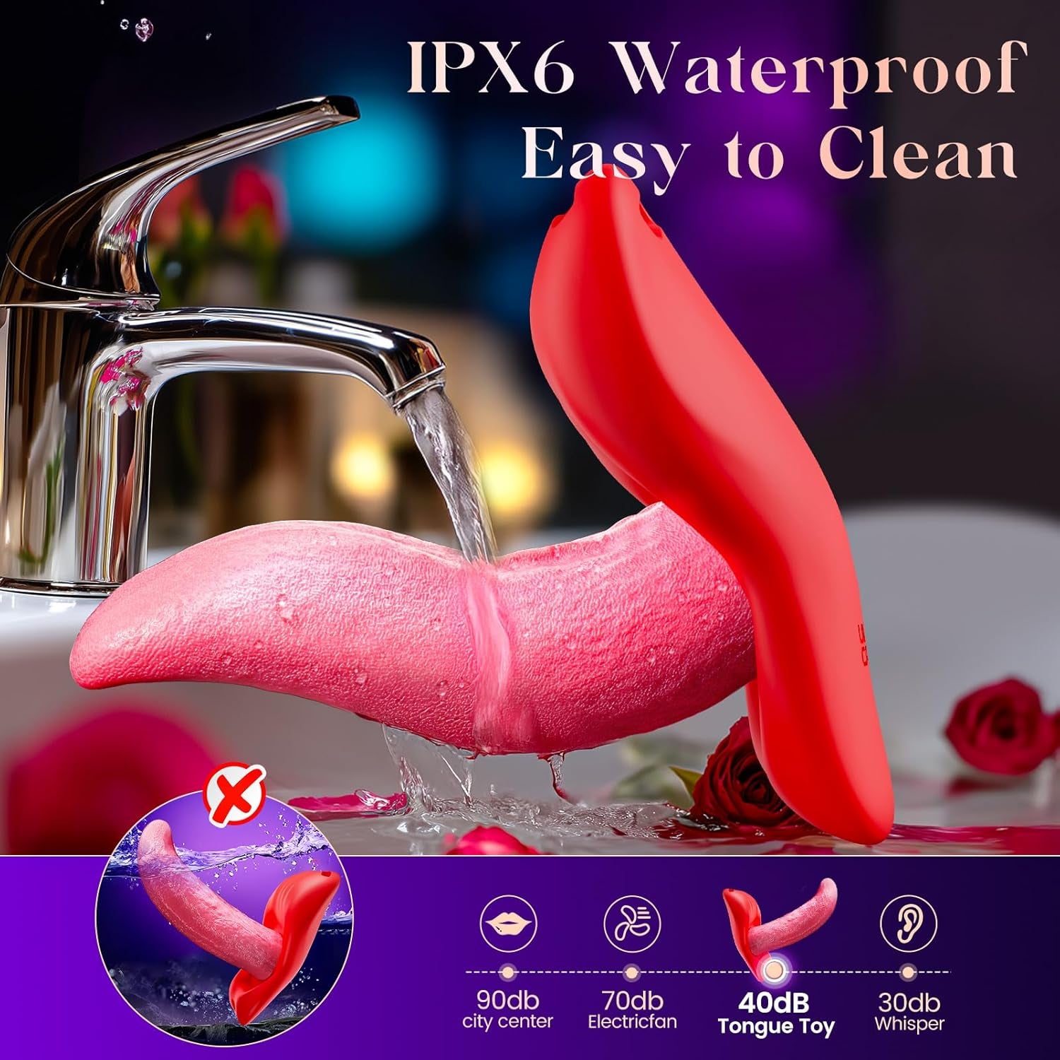 LushTongue Wearable Tongue Vibrator App Control 9 Modes - SinfulX - Personal Care > Sexual Wellness > Tongue Vibrator