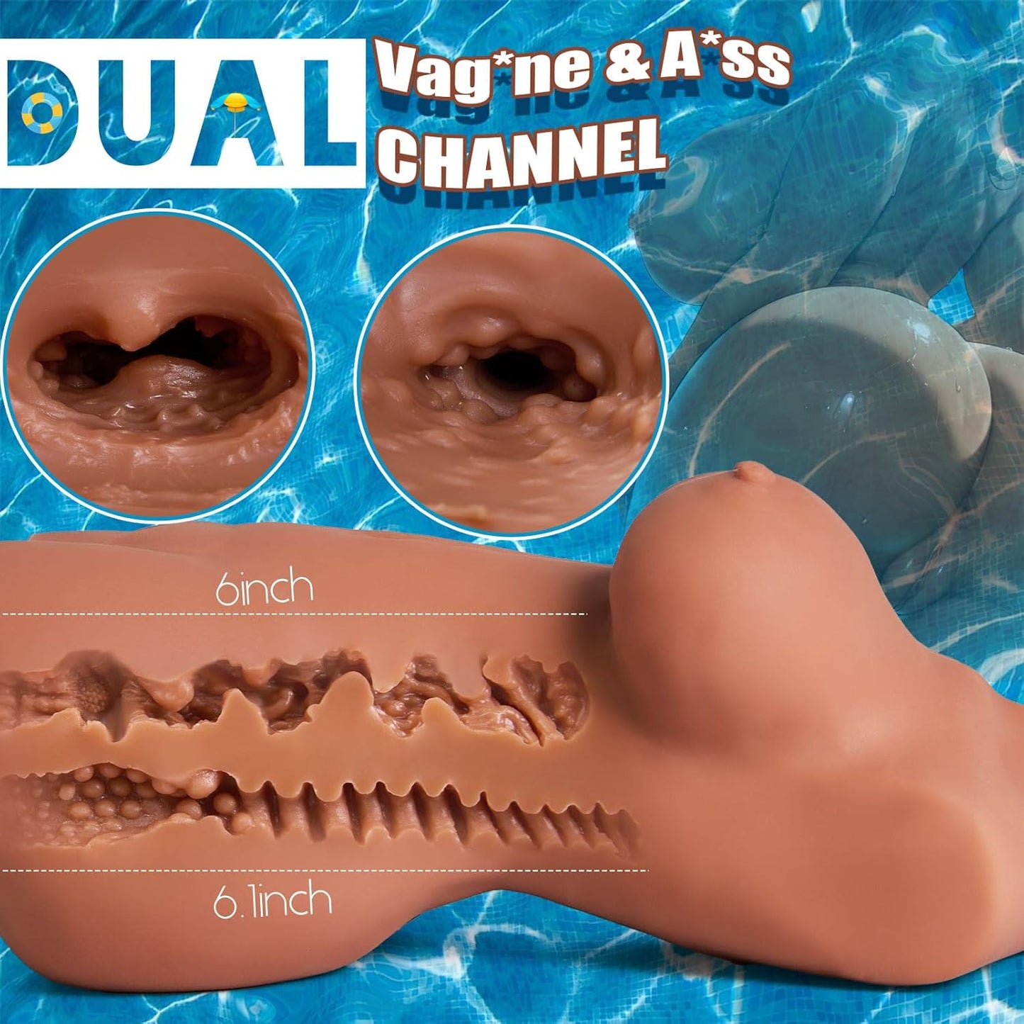 Sex Doll Male Masturbator with Perfect Hourglass Fantasy, 10.7LB Realistic Brown Sex Dolls for Men with Textured Vagina Anal, Pocket Pussy Male Sex Toys with Built - In Torso for Men Masturbation - SinfulX - 
