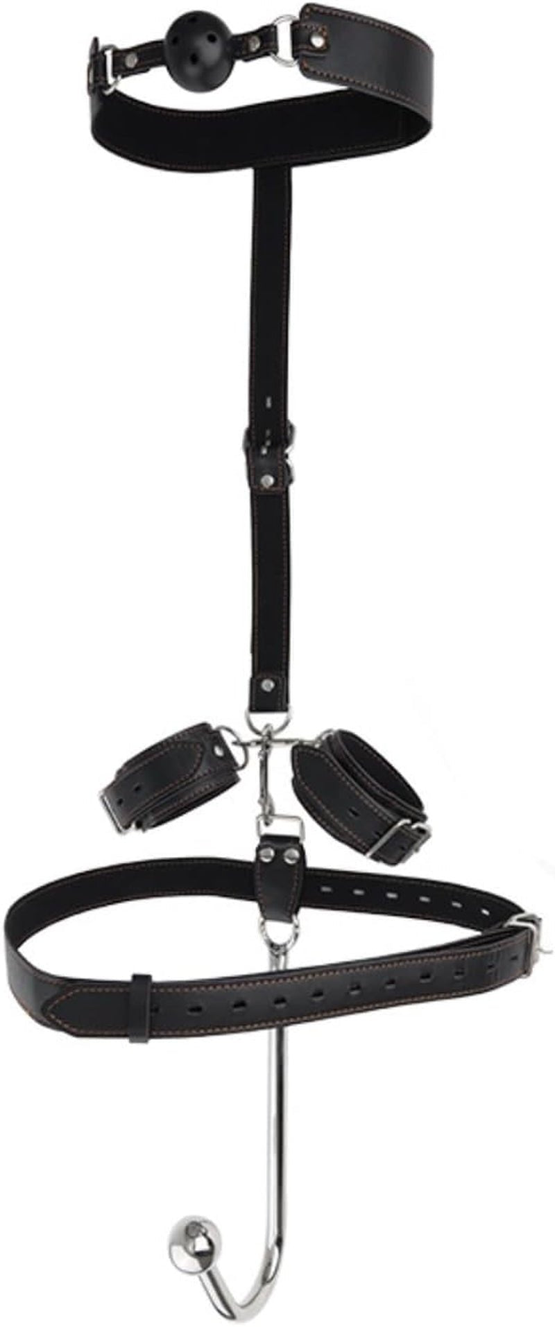 Anal Hook BDSM Sex Bondage, Ball Gag Restraints Kit, Sex Toys for Couple Adjustable behind Back Handcuffs Bondage Restraints Set, Bed SM Adult Sex Game Play, Sex Toys for Beginner - SinfulX - 