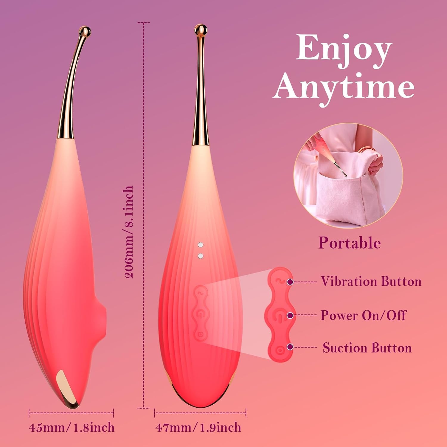 Sex Toy Clitoral Sucking Vibrator - 2 in 1 Clit Sucker G - Spot Vibrators with 7 Suction & Vibration Mode, Female Sex Toys Waterproof Clitoris Nipple Anal Stimulator, Adult Toys & Games for Women Couple - SinfulX - 