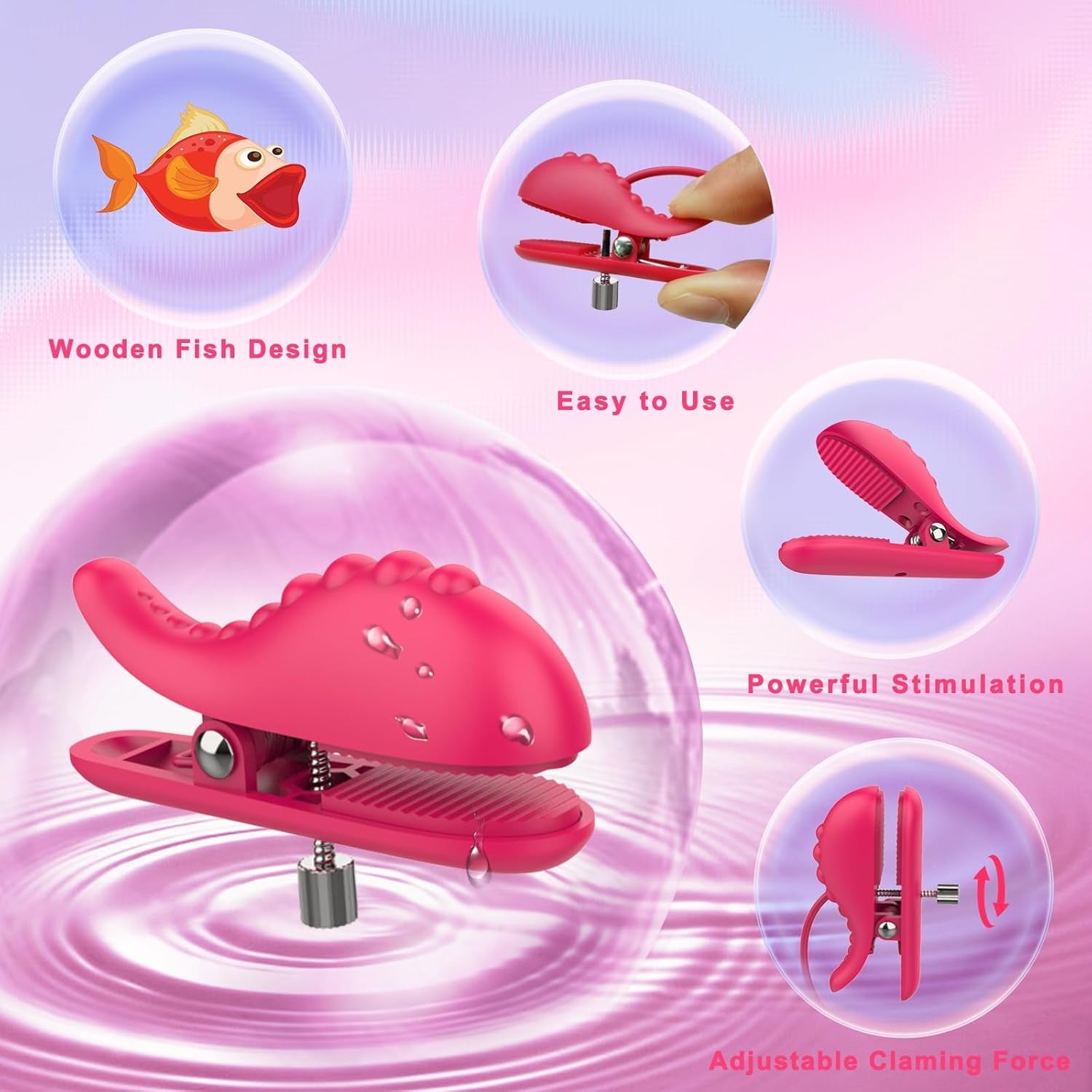 Nipple Toys Vibrator with BDSM Rose Necklace Sex Toys,  Nipple Clamps Sex Pleasure Tools for Women Couples, Adjustable Nipple Clips Vibrators with BDSM Choker Breast Flirting Stimulate