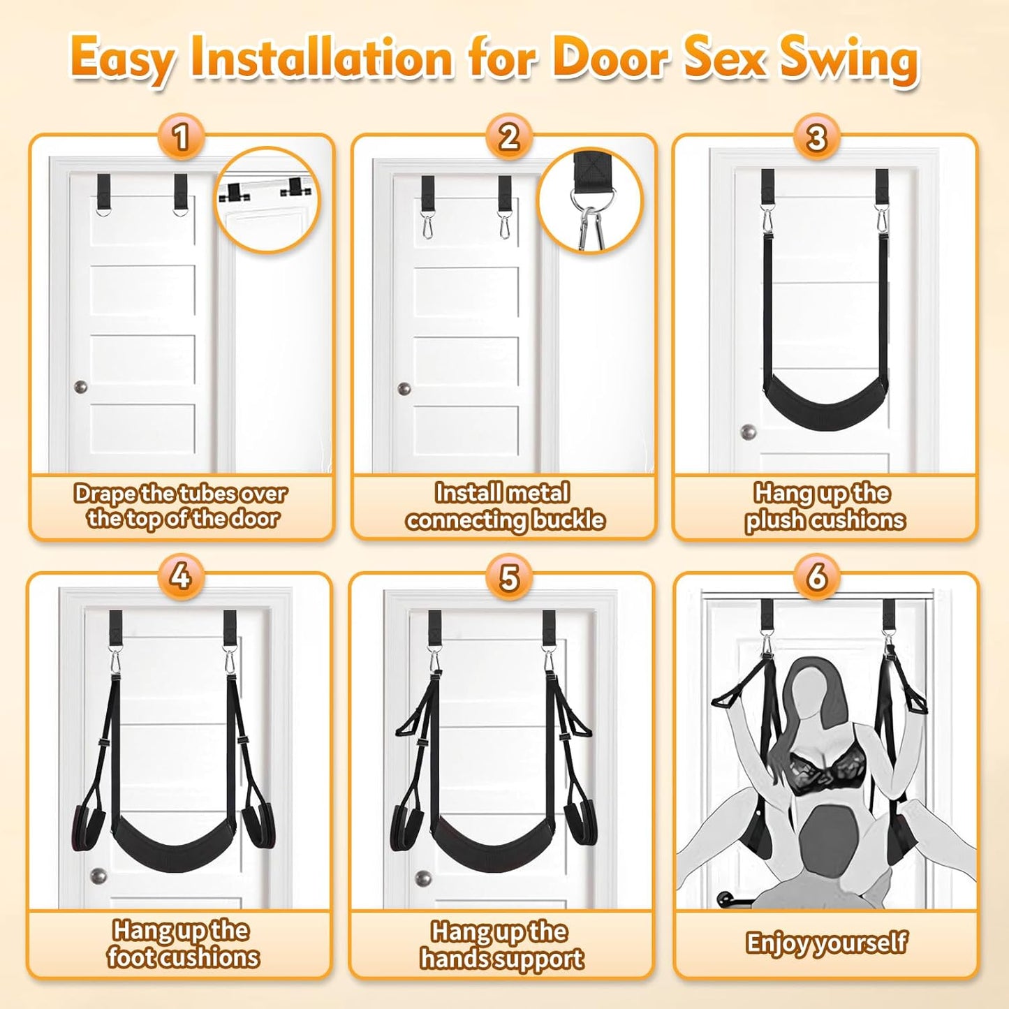 ComfortBond Adjustable BDSM Door Swing with Padding - SinfulX - 