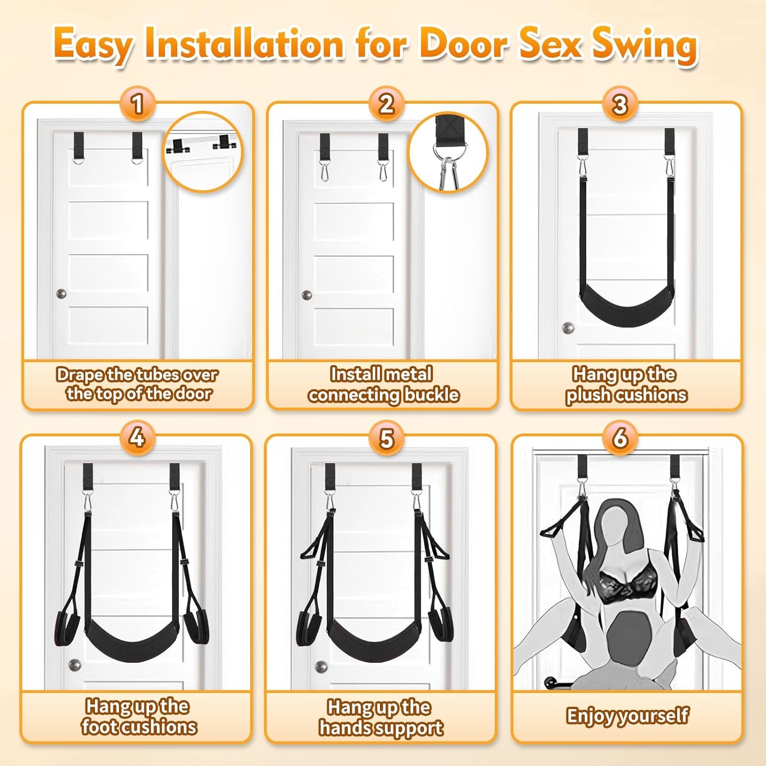 ComfortBond Adjustable BDSM Door Swing with Padding - SinfulX - 