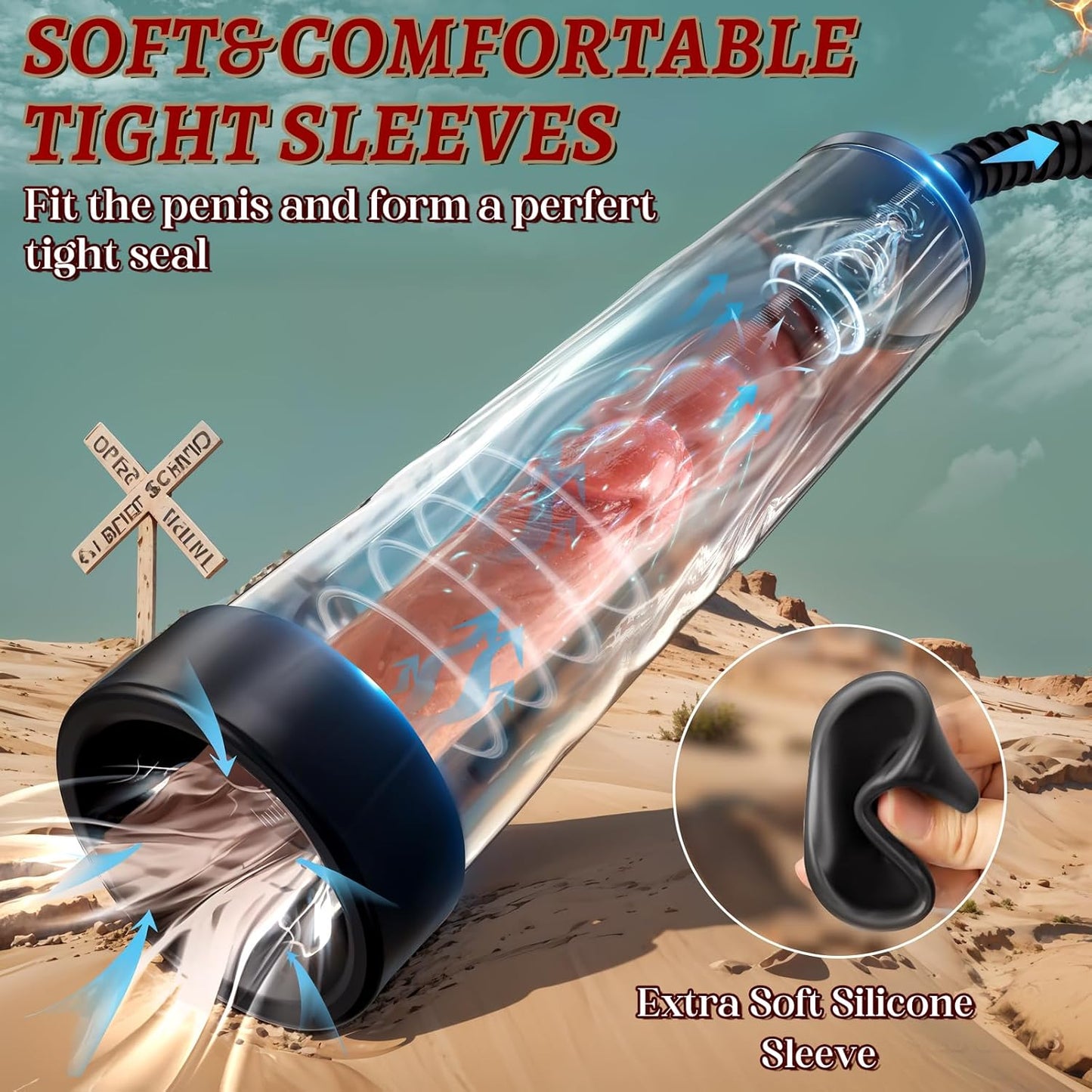 Penis Pump with Realistic Mouth, Manual Vacuum Penis Extender Male Masturbator,Sex Toys Sexual Stimulation Device for Erection, Ed,Adult Male Sex Toys for Men, Mouth Sex Toy (Mouth) - SinfulX - 