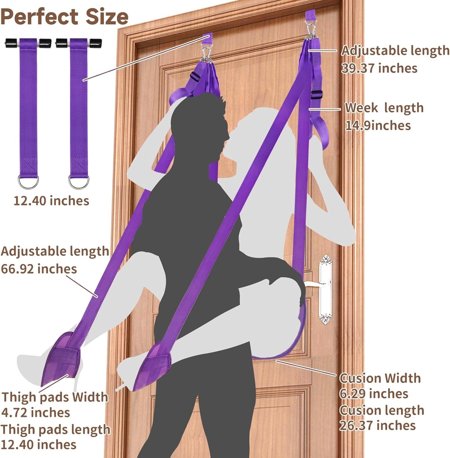 VelouraX Door Sex Swing with Seat & Restraints (Purple) - SinfulX - Personal Care > Sexual Wellness > Sex Swing