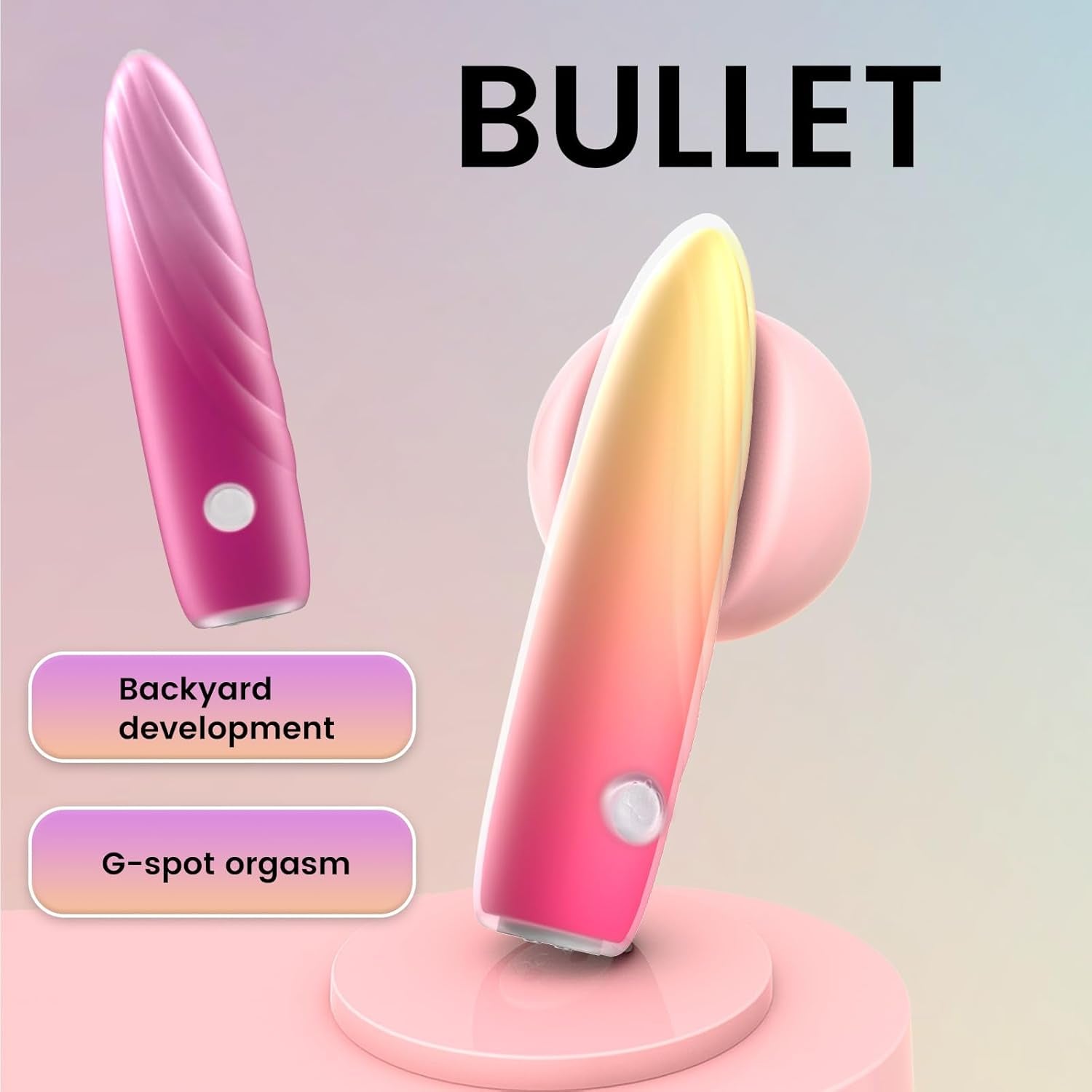 G Spot Bullet Vibrator for Women, Portable Mini Pocket Vagina Stimulator, Waterproof Adult Sex Toy with 10 Vibrating Modes Full Silicone Rechargeable, Rose Red Yellow