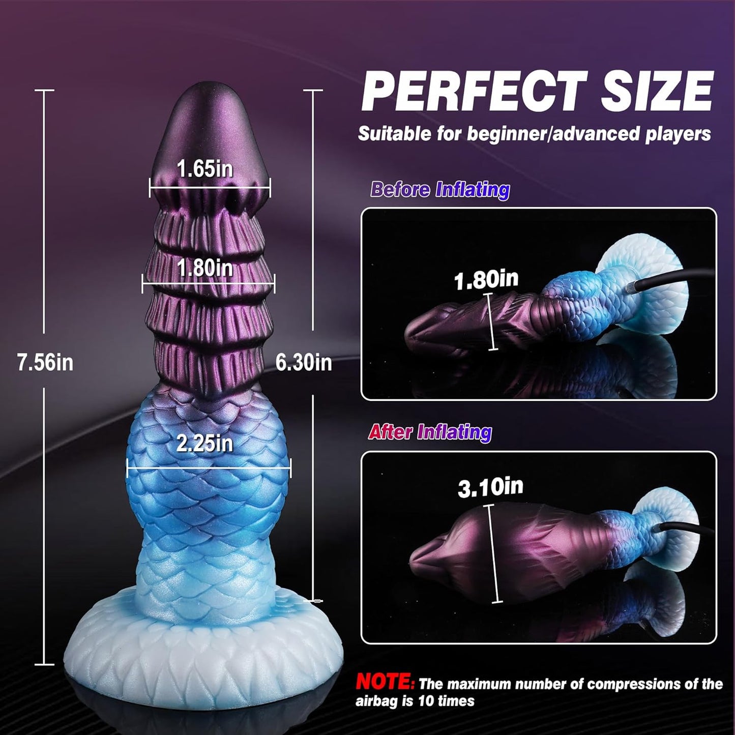 Inflatable Dildo Monster Knot Dildo, Fantasy Inflatable Butt Plug Horse Dildos with Adjustable Thickness, Thick Knotted Anal Dildos with Super Strong Suction Cup, Adult Sex Toys for Women Men - SinfulX - 