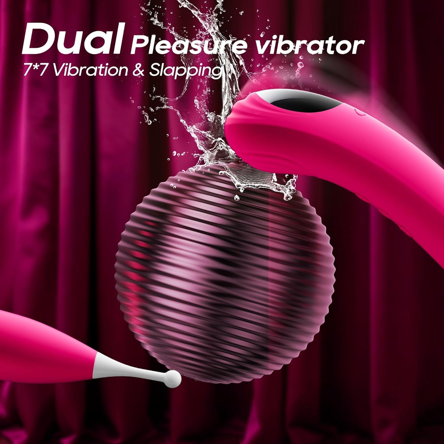 Clitoral Vibrator Sex Toys for Women, 5 in 1 Pinpoint Squirting Vibrator Wand, Clit G-Spot Anal Stimulator with 7 Vibration & Slapping, High Frequency Vibe Personal Massager Wand 3 Silicone Heads
