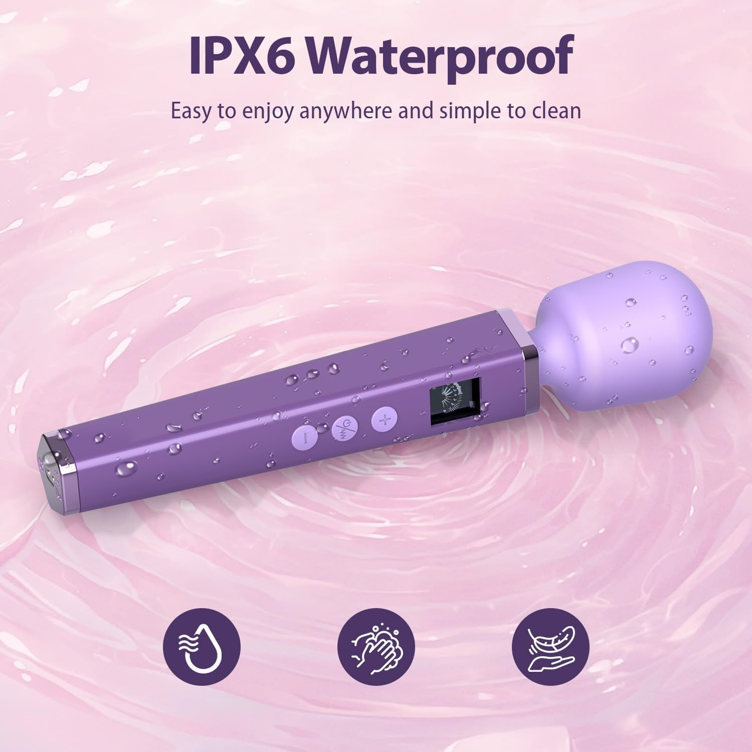AuraStrike Wand Vibrator Waterproof 8 Modes Rechargeable - SinfulX - Personal Care > Sexual Wellness > Wand Vibrator