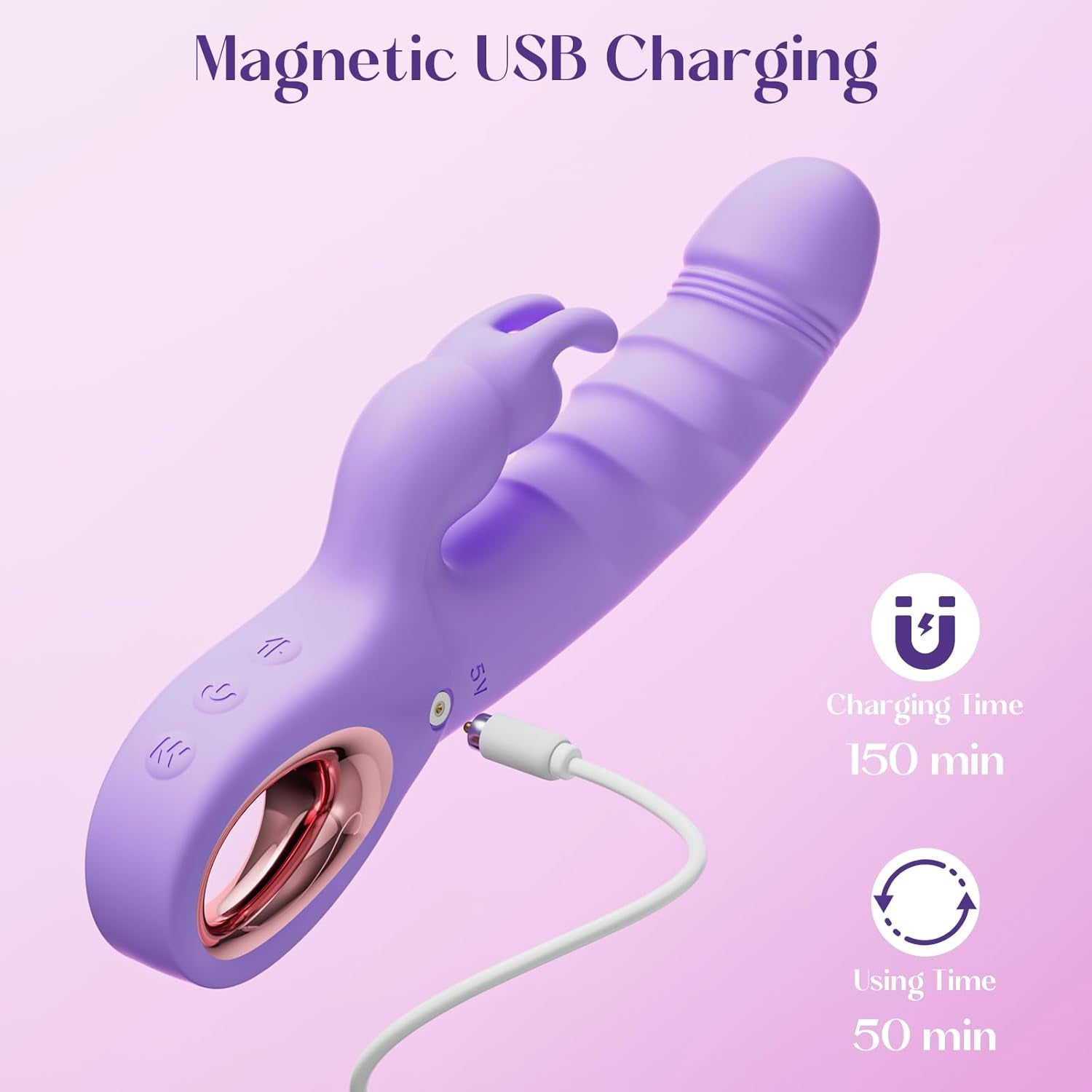 Thrusting Dildo Vibrator Adult Toys - Rabbit Vibrator Dildos with 7 Thrusting & Rabbit & Vibration Modes - Independent Control Sex Toys with Multiple Stimulation, G Spot Vibrator for Women