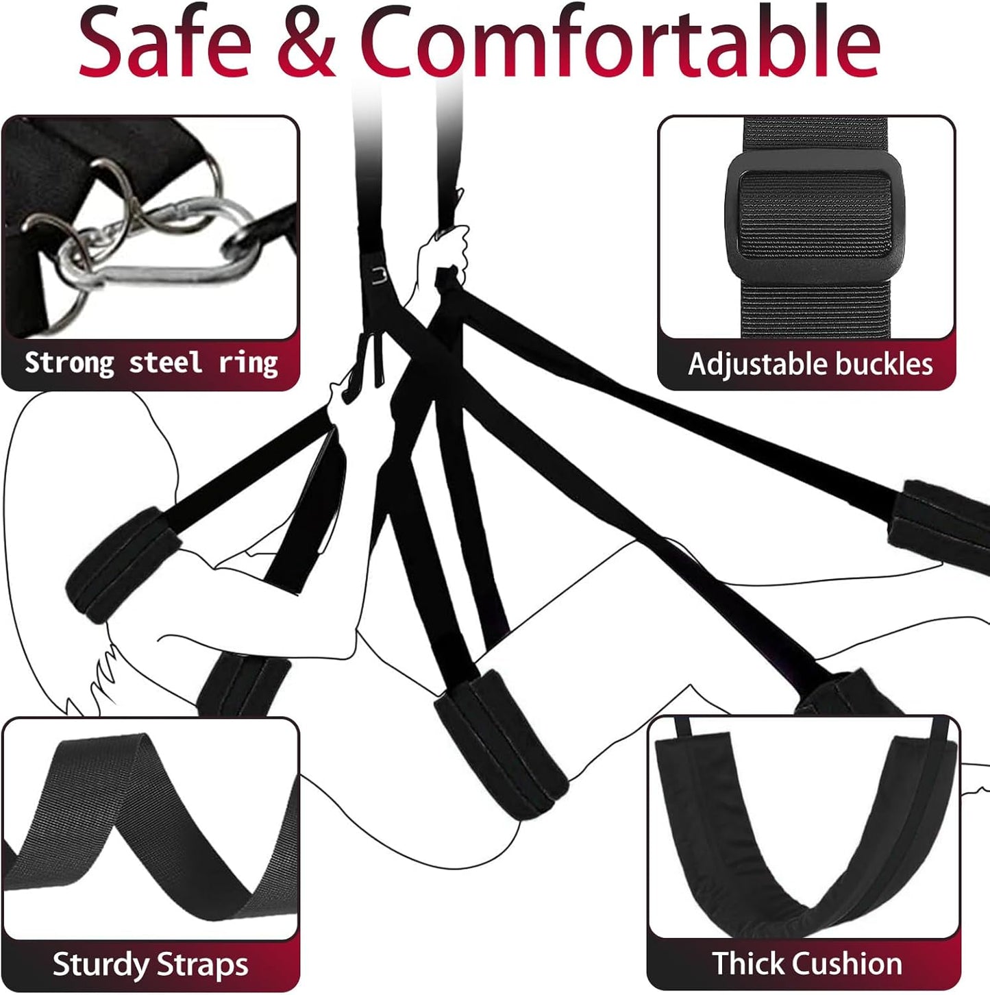 AeroBond Heavy Duty Sex Swing 350lb Adjustable - SinfulX - Personal Care > Sexual Wellness > Sex Swing