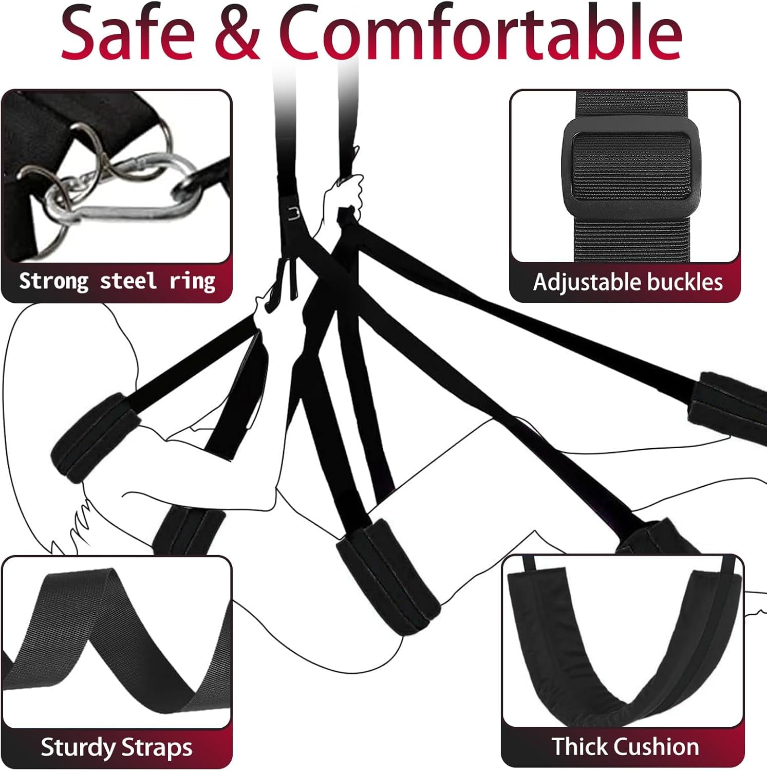 AeroBond Heavy Duty Sex Swing 350lb Adjustable - SinfulX - Personal Care > Sexual Wellness > Sex Swing