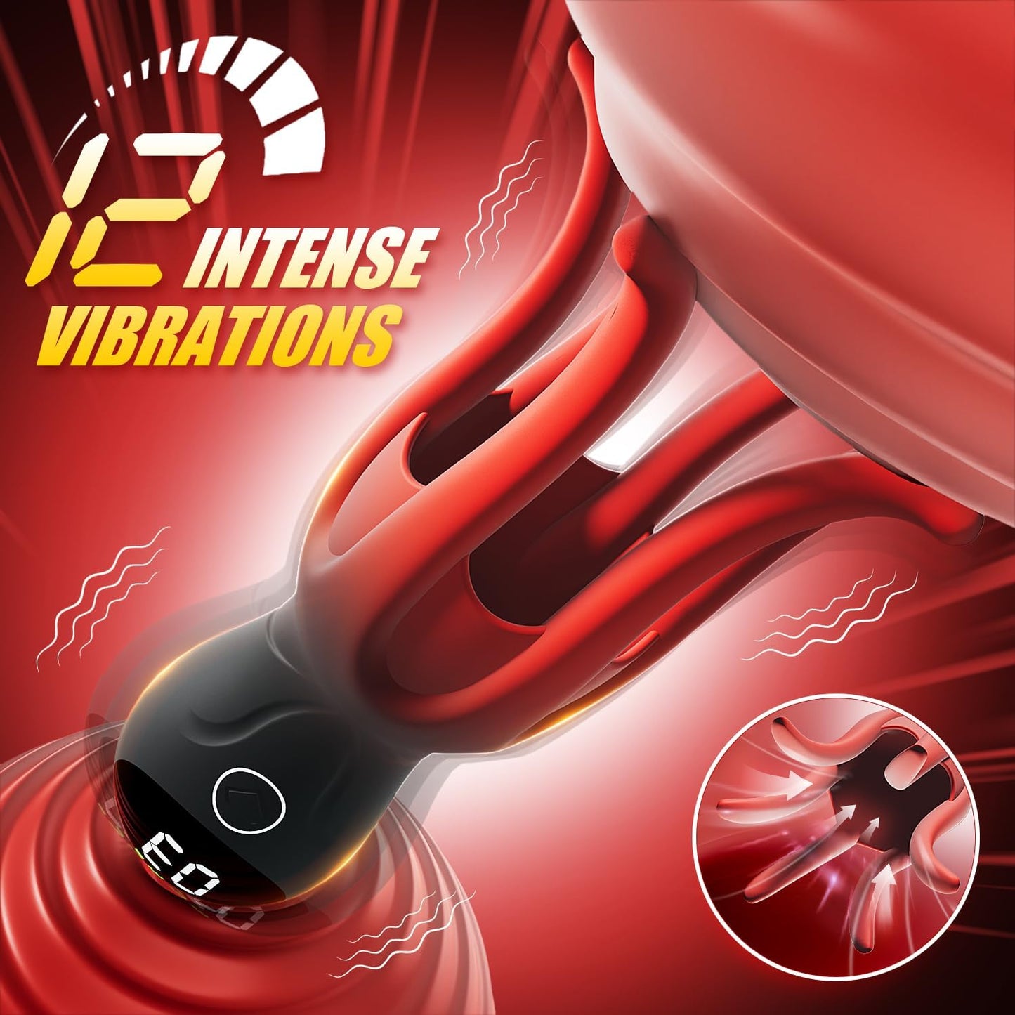 Male Vibrators Sex Toys for Men - LED Display Male Masturbator Couples Adult Sex Toy with 360° Fully Wrapped Octopus Tentacles & 12 Vibrations, Mens Penis Vibrator Trainer Stroker Prolong Endurance - SinfulX - 