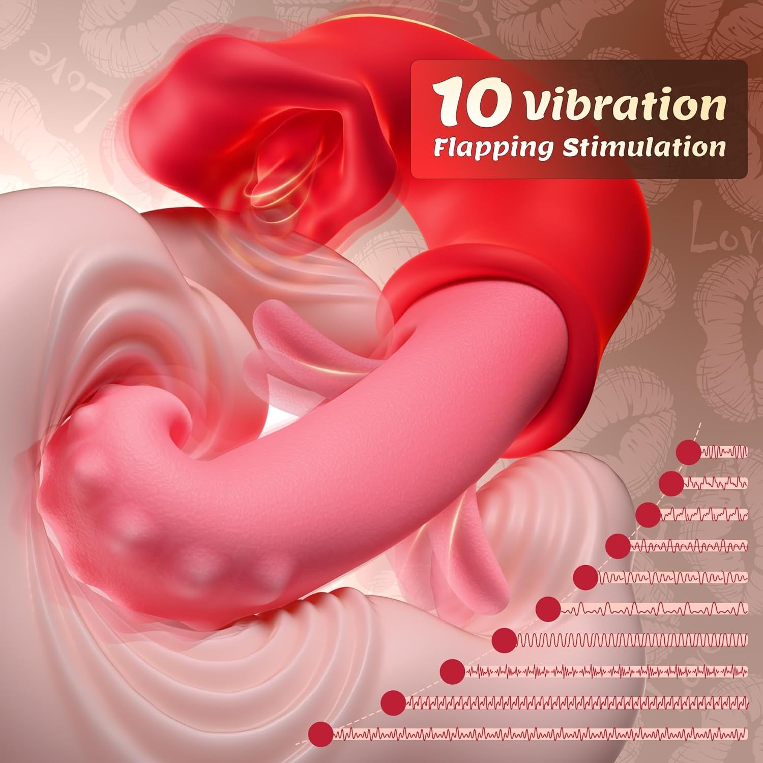 Vibrator Women Sex Toys, 3 in 1 G - Spot Vibrators with 10 Vibration, Flapping & Clamping Modes, Tongue Dildo Vibrator Adult Toys for Women, Clitoral & Nipple Stimulation Rose Toy Couples Sex Toys - SinfulX - 