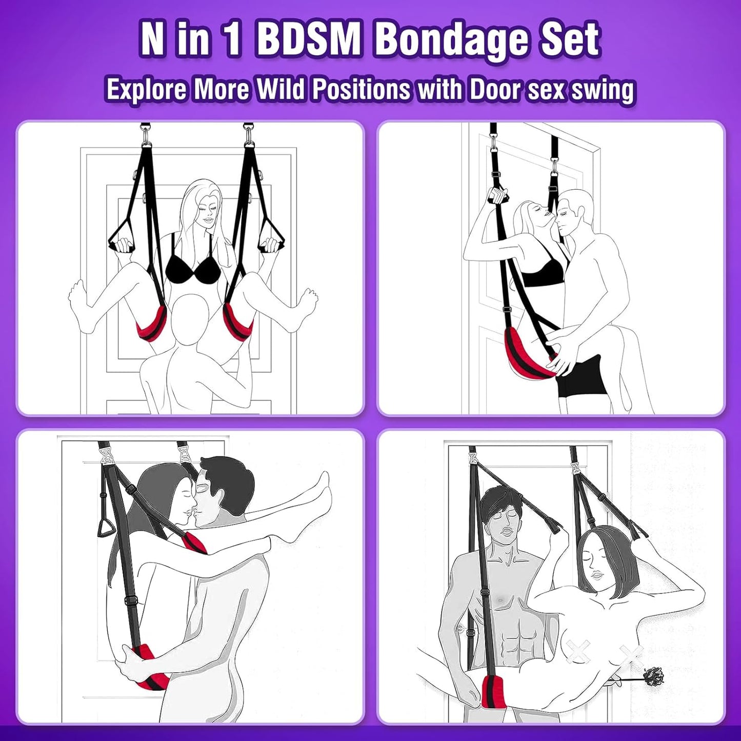 BondaraX BDSM Door Sex Swing Restraint Kit 300lb - SinfulX - Personal Care > Sexual Wellness > Sex Swing