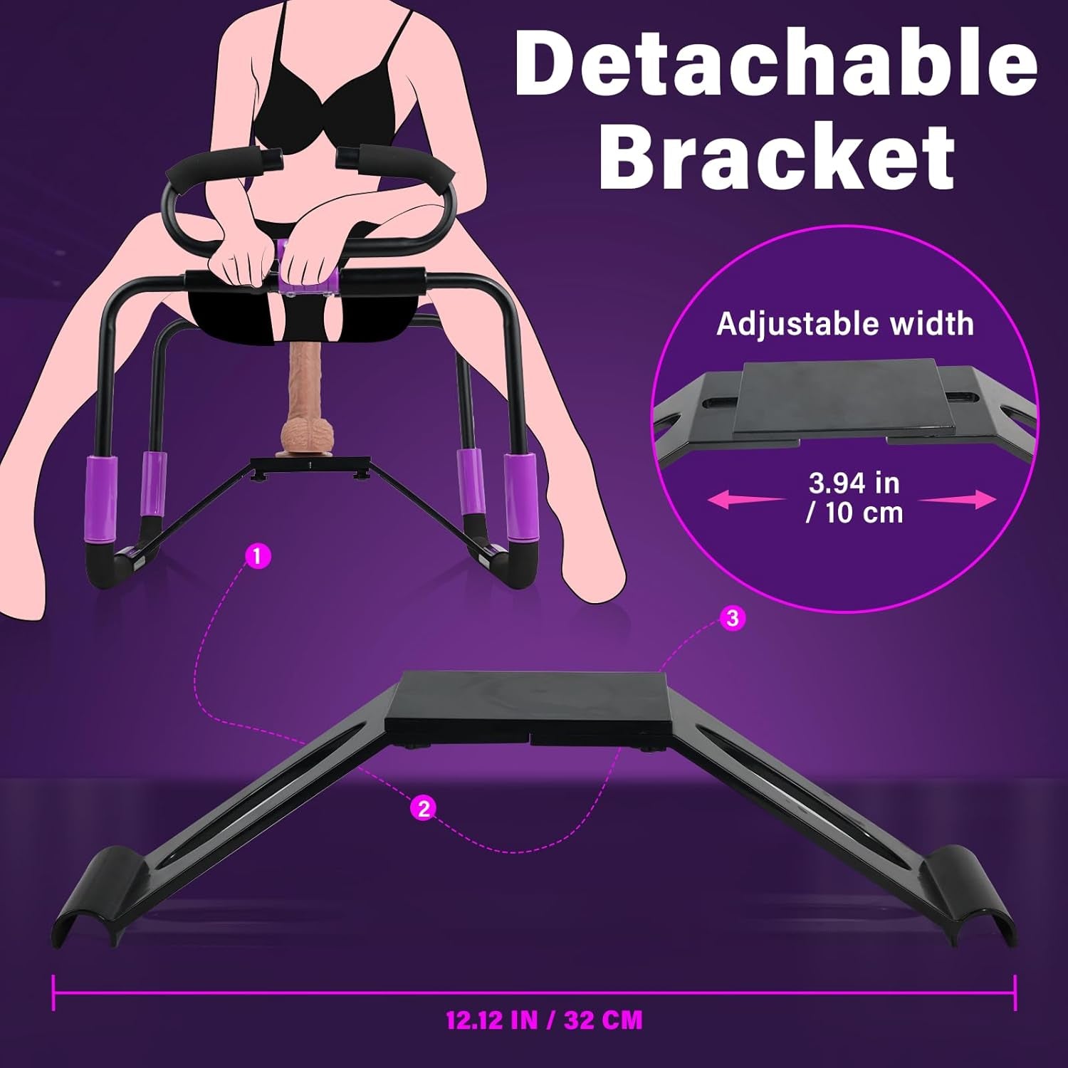 Foldable Sex Chair with No Assembly Required Design，Bdsm Sex Furniture with Adjustable Handrails, Sex Position Enhancer Chair Love Position Aids Sex Toy Sex Bench for Women Couples Adult (Black) - SinfulX - 