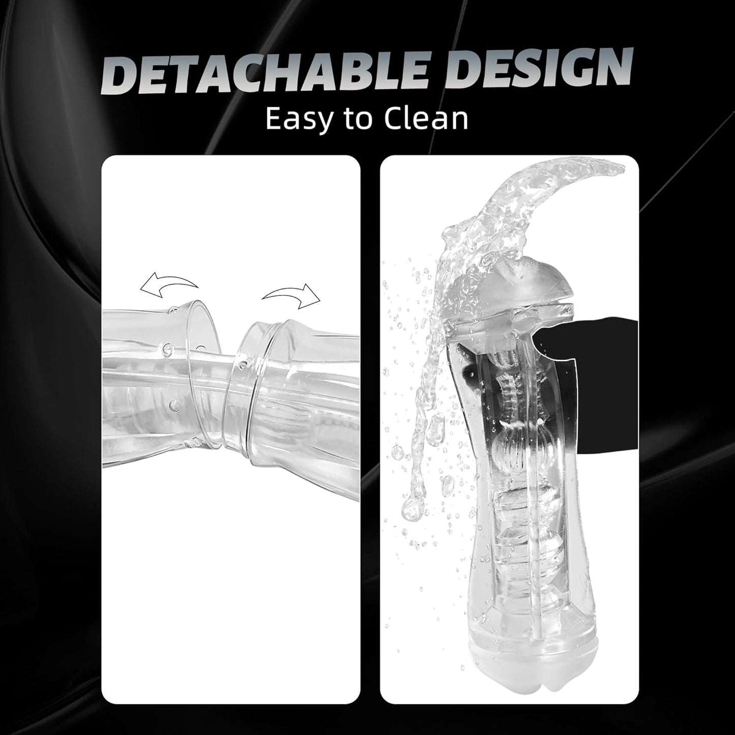 Clear Male Masturbator Sex Toys for Men, Dual Entry Pocket Pussy with 3D Texture Oral & Vagina, Manual Sucking Stroker Blowjob Toy for Penis Training, Adult Toy for Men Masturbation - SinfulX - 
