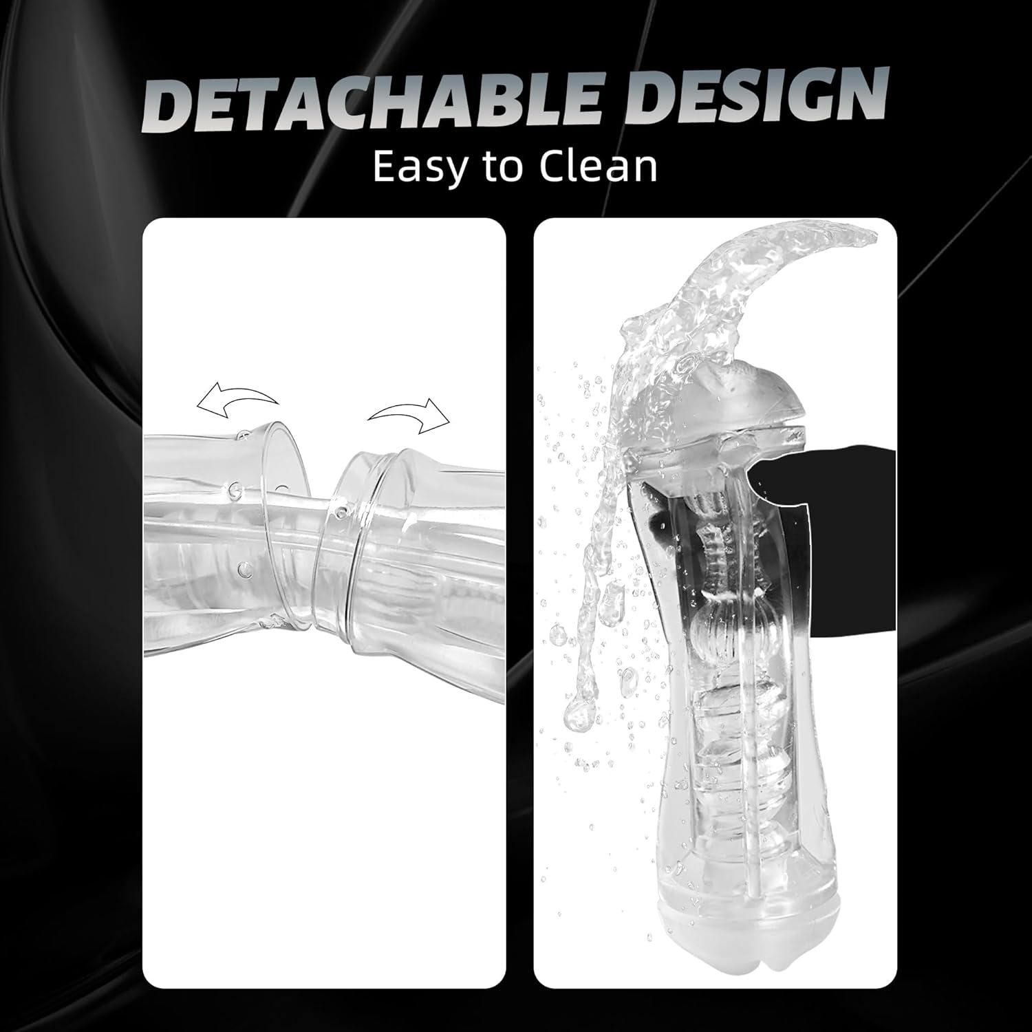 Clear Male Masturbator Sex Toys for Men, Dual Entry Pocket Pussy with 3D Texture Oral & Vagina, Manual Sucking Stroker Blowjob Toy for Penis Training, Adult Toy for Men Masturbation - SinfulX - 
