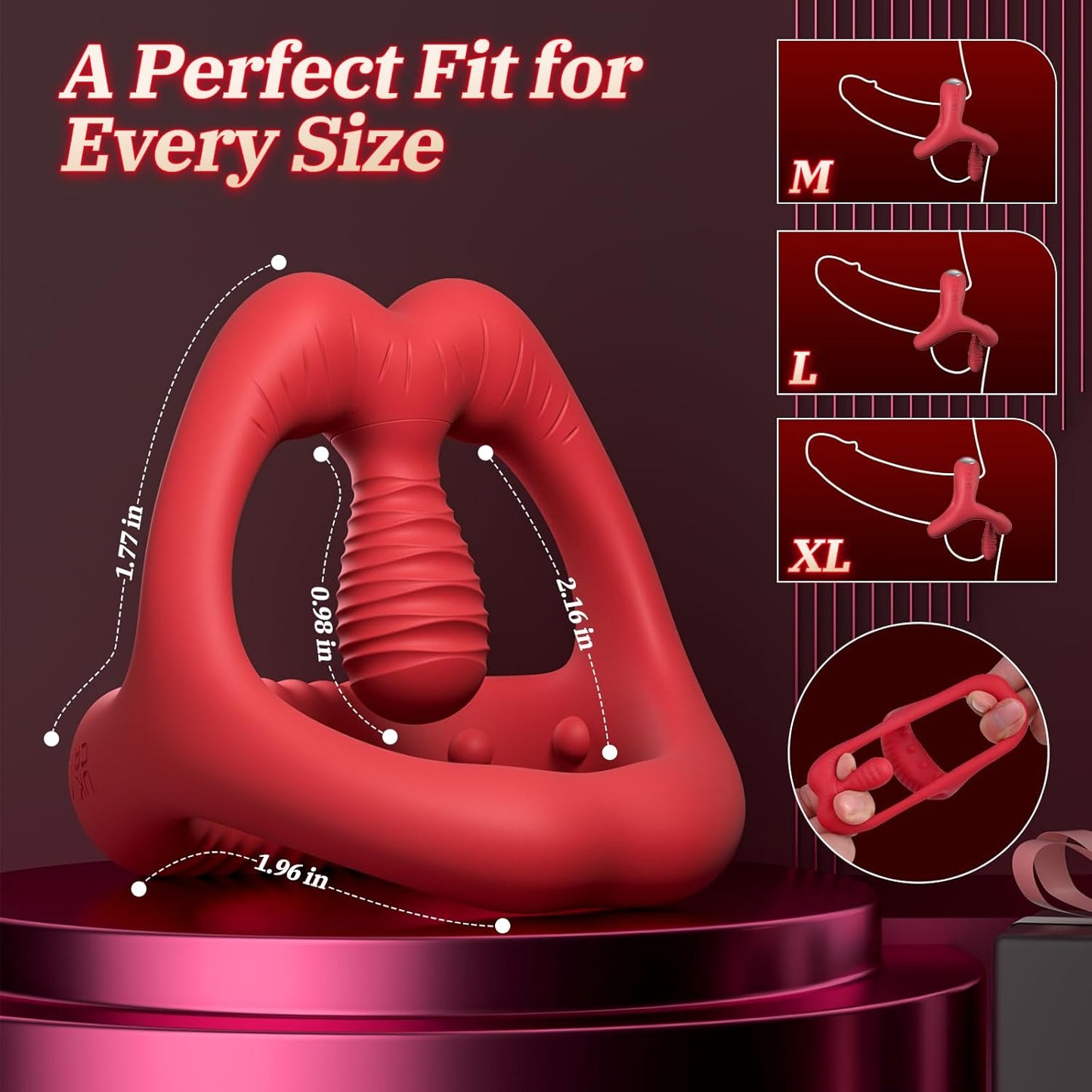 OrbitalFlex Cock Ring Adjustable Clit Stimulator Remote 9 Modes - SinfulX - Personal Care > Sexual Wellness > Couples Cock Ring
