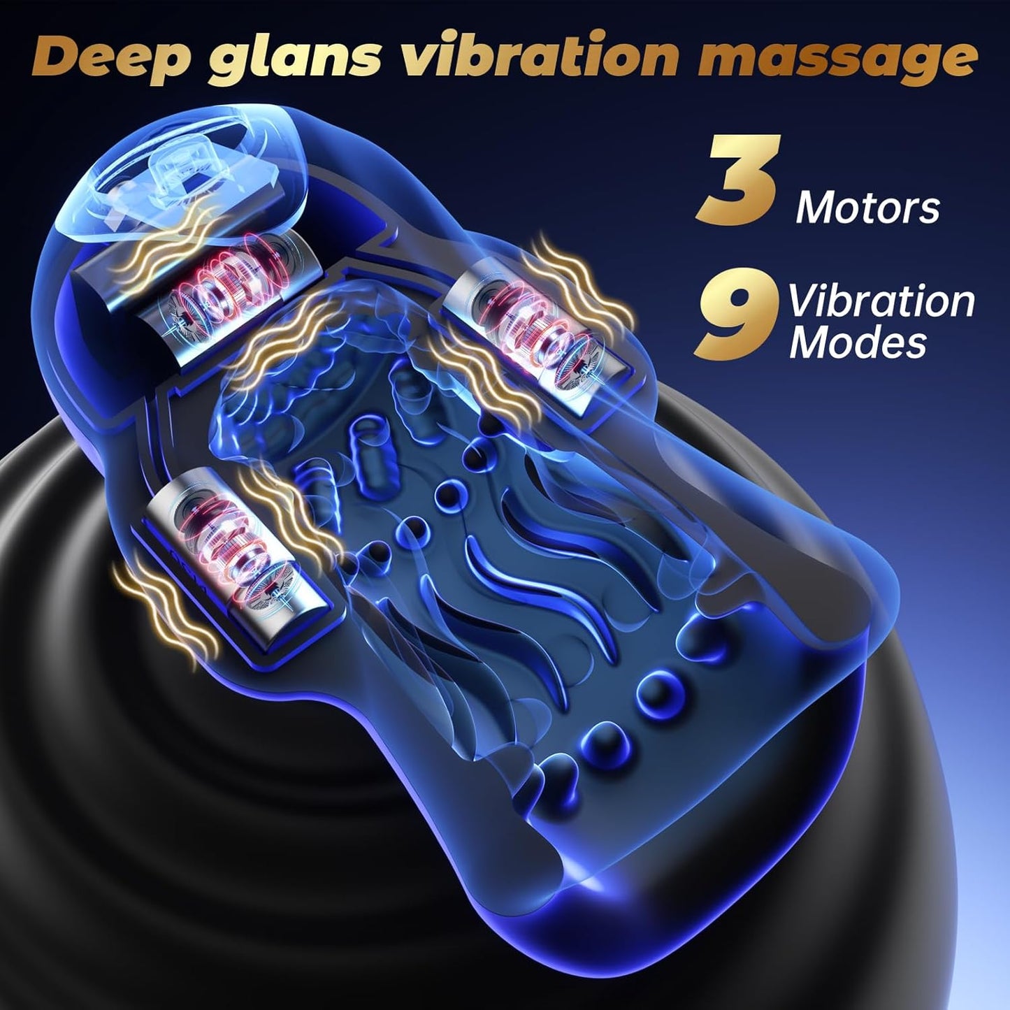 Male Sex Toys for Men Glans Vibrator, 4 - In - 1 Male Masturbator with 9 Vibrating Modes & 3 Motors & Smart AI Sync App for 360° Pocket Pussy Wrap, Penis Training Stimulator Blowjob Simulator Adult Toy - SinfulX - 