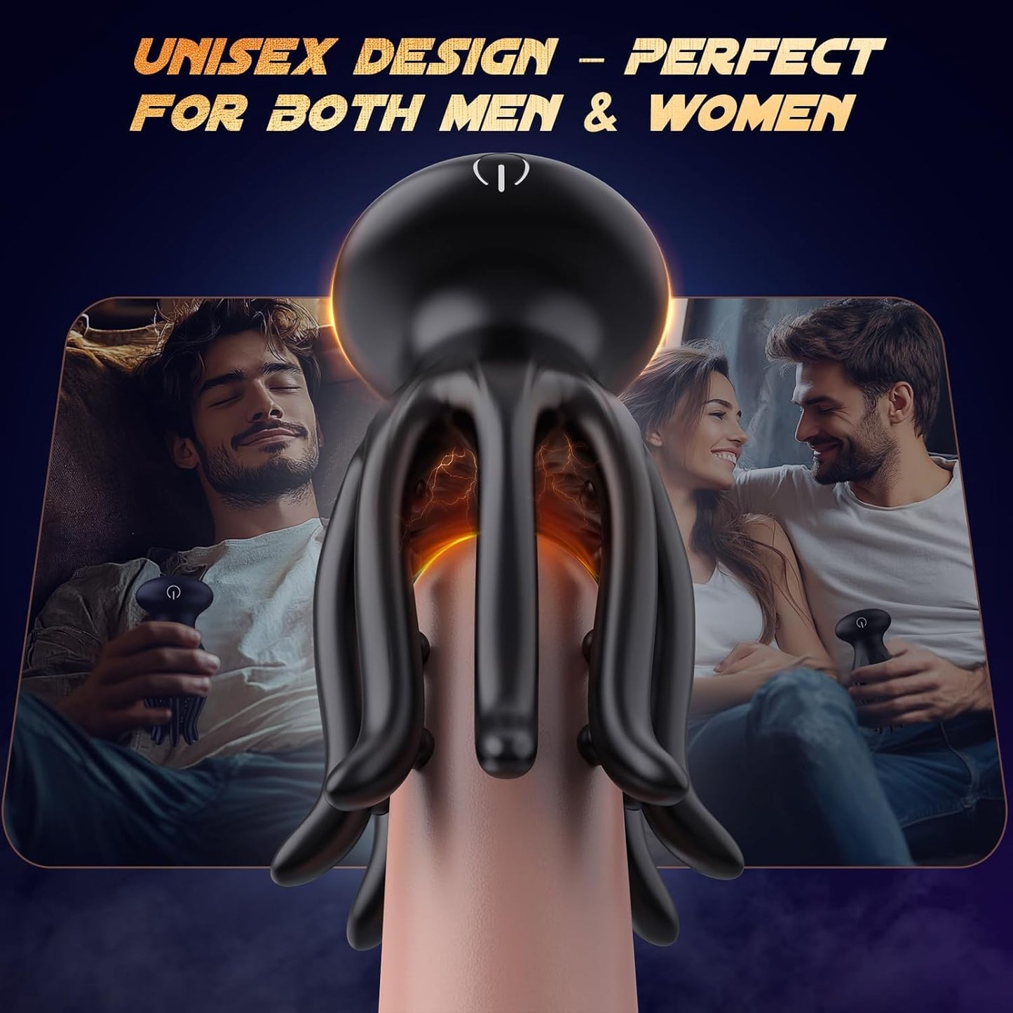 Male Sex Toys for Men Tentacle Shaped Penis Vibrator - Male Masturbator Couples Sex Toy with 10 Vibrating 360° Wrapping for Glans Clit Nipple Stimulation, Handheld Adult Toys for Men Women - SinfulX - 