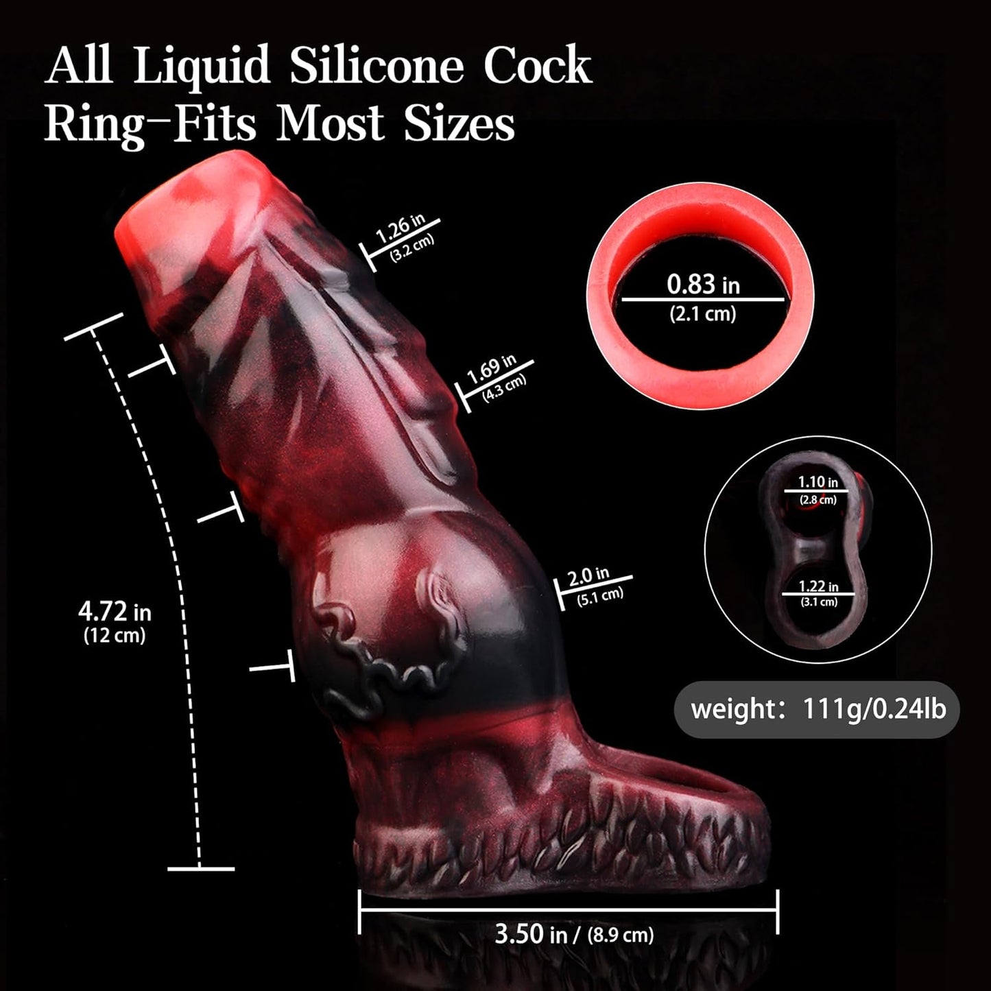 Dragon Penis Sleeve Cock Sleeve for Men, Soft Silicone Enhancer, Reusable Extension Sleeve for Stimulation and Endurance, Realistic Veins, Enhancer for Girth and Length, Perfect for Solo or Couple Use - SinfulX - 