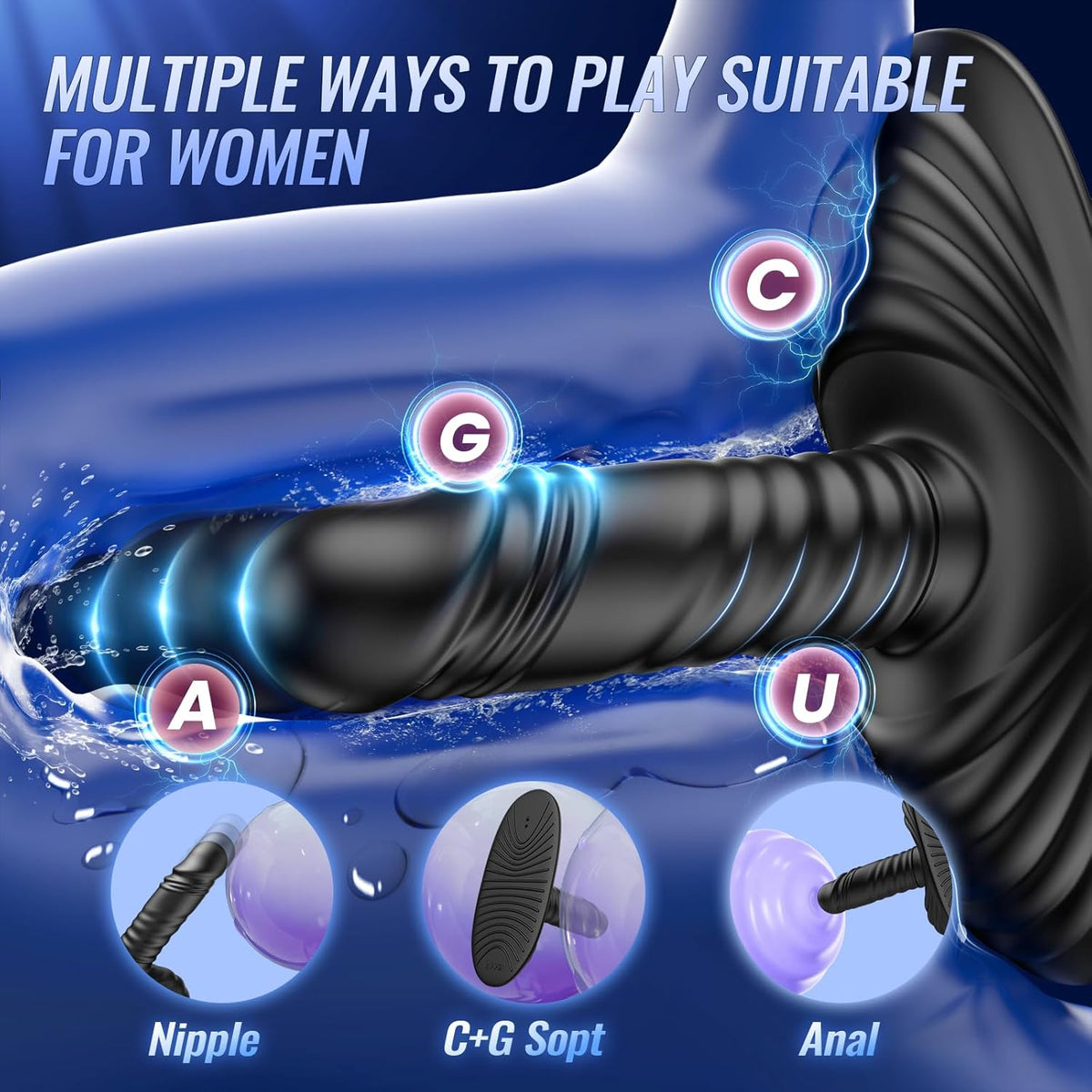 Prostate Massager Anal Dildo Anal Toys, Grinder Butt Plug Male Sex Toys for Men Women Sex Toy Adult Toys 9 Vibrating 3 Thrust, Anal Plug G Spot Vibrator Ride Anal Beads Strapless Strap - On Dildo - SinfulX - 