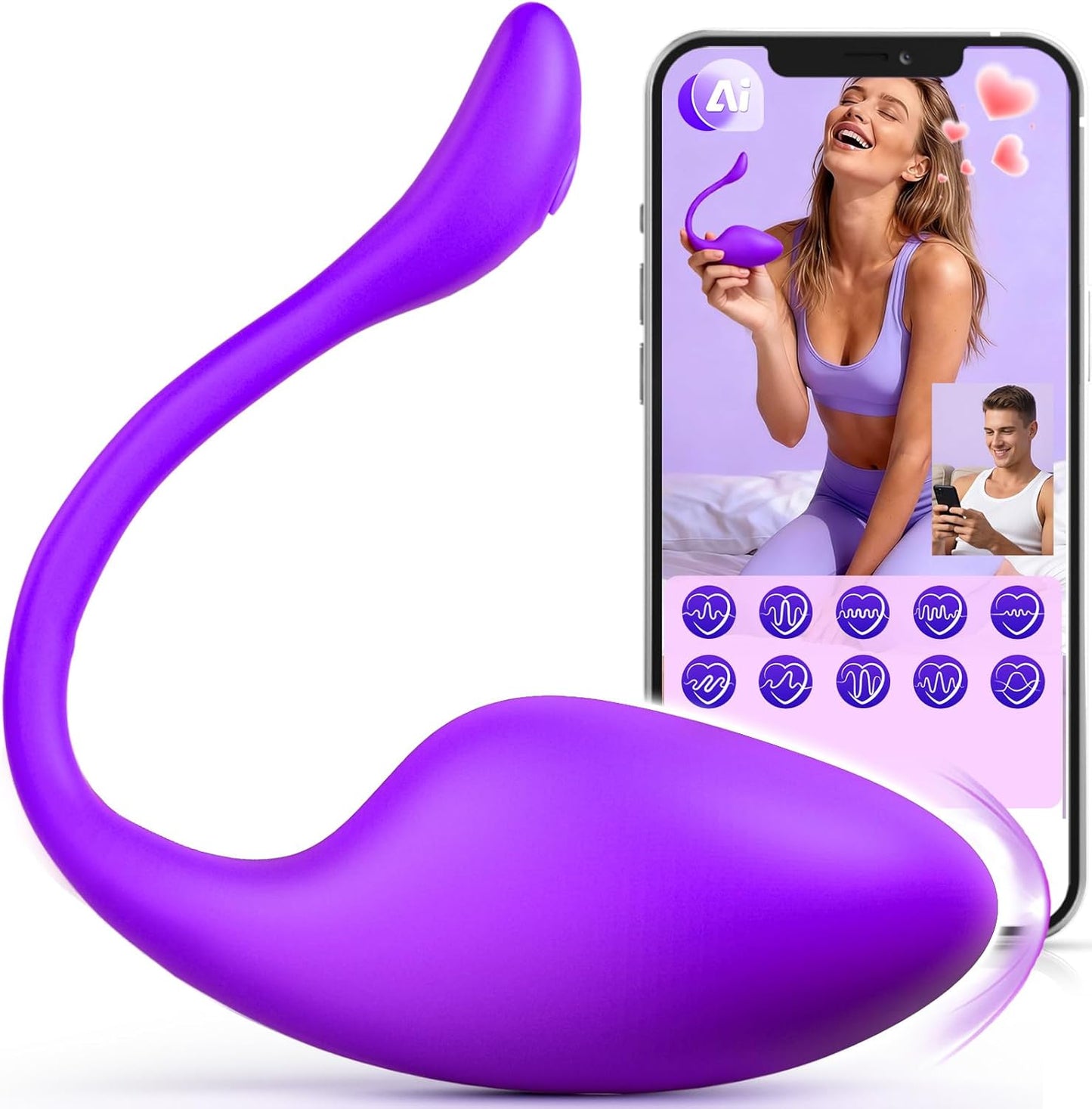 Dildo AI Sync Vibrator Sex Toys - Wearable Panty Vibrating Egg Vibrators with 9 Modes, APP Control, G Spot Clitoral Anal Butt Plug Unisex Adult Sex Toy for Women Men Couples Long Distance - SinfulX - 