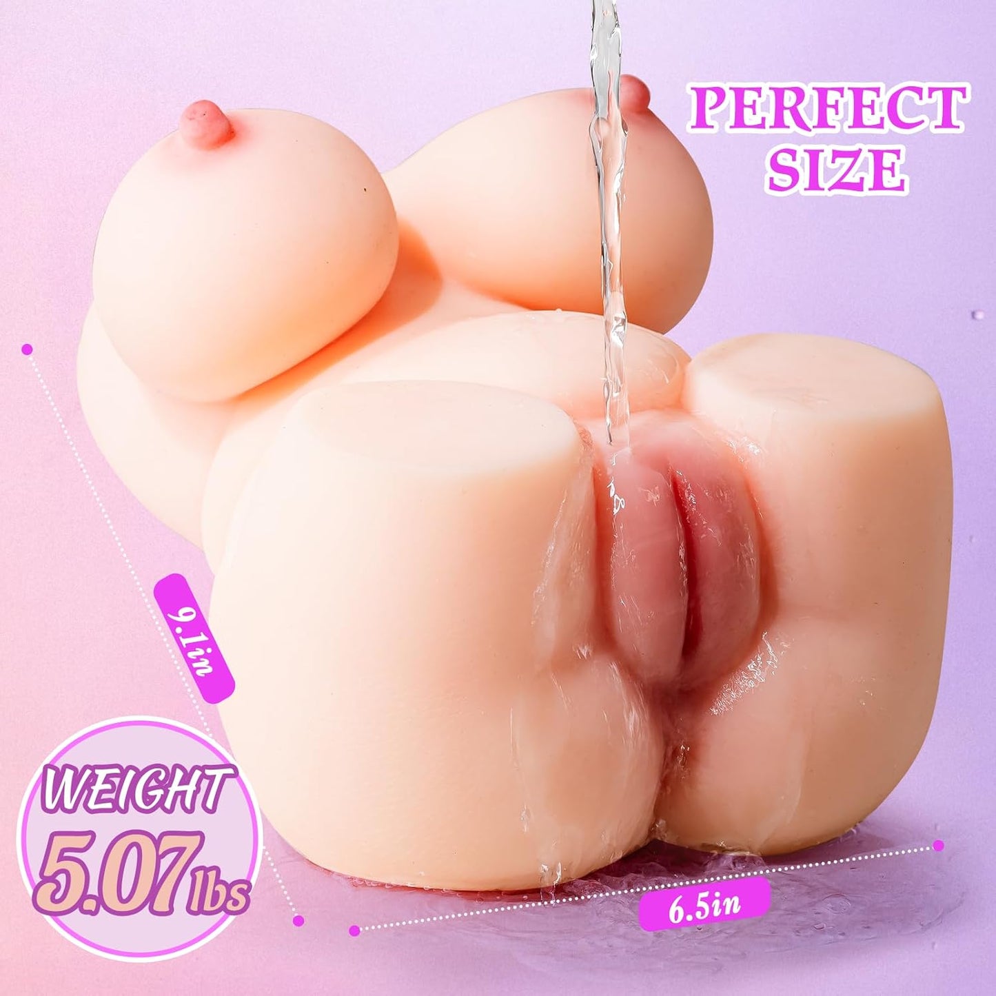 Male Masturbator Sex Toys for Men - 2 in 1 Pocket Pussy Sex Dolls for Men Male Stroker with Realistic Vagina Tight Anus, Plump and Fleshy Pocket Pussies Adult Blowjob Toys for Male, Flesh Big - SinfulX - 