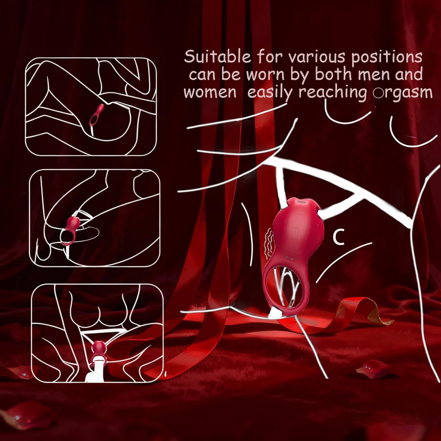 CrimsonSwitch Convertible Cock Ring Clit Stimulator App Control - SinfulX - Personal Care > Sexual Wellness > Couples Cock Ring