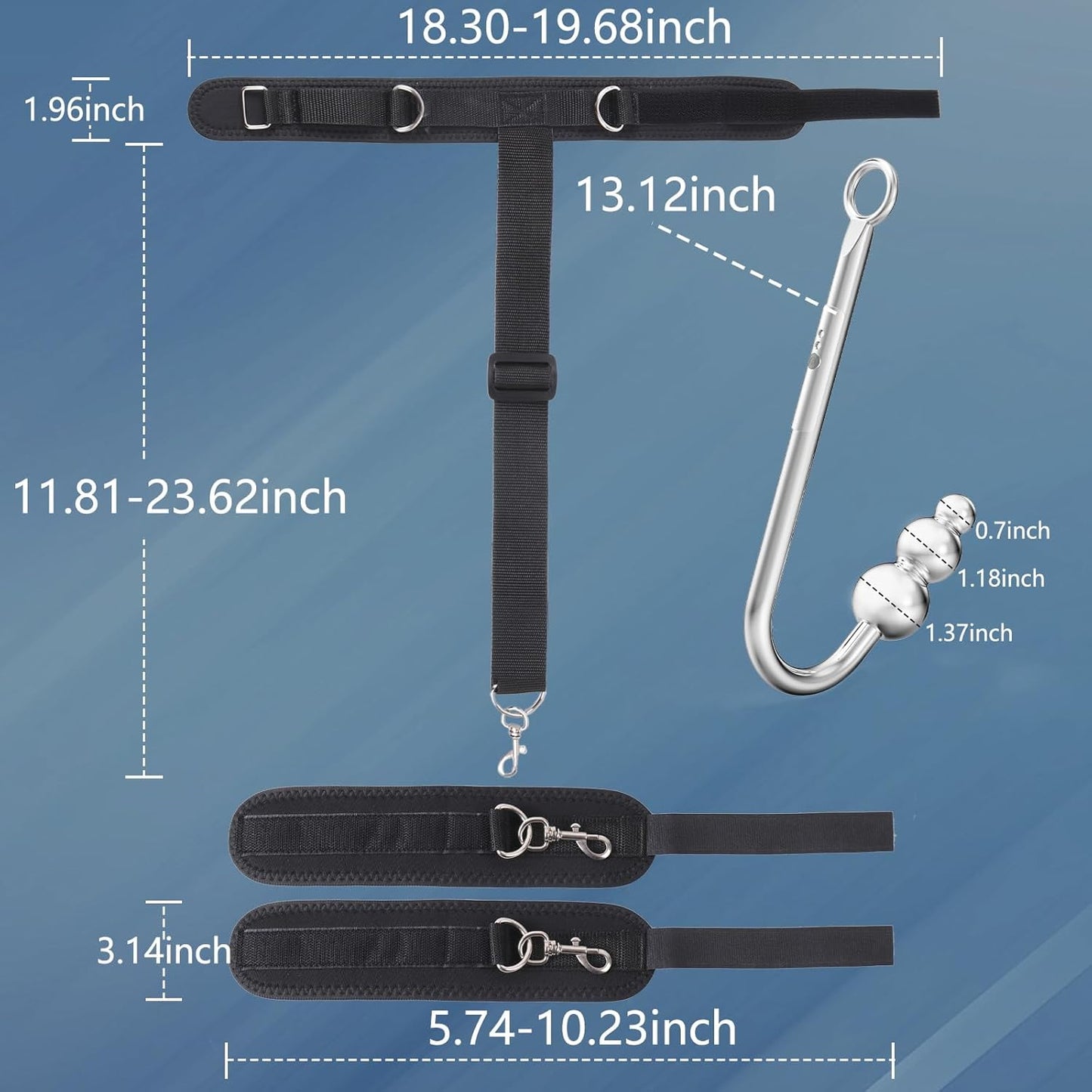 Vibrating Anal Hook BDSM Sex Bondage - Neck to Wrist Restraints Kit, Sex Toys for Couple Adjustable behind Back Handcuffs Bondage Restraints Set, Bed SM Adult Sex Game Play, Sex Toys for Beginner
