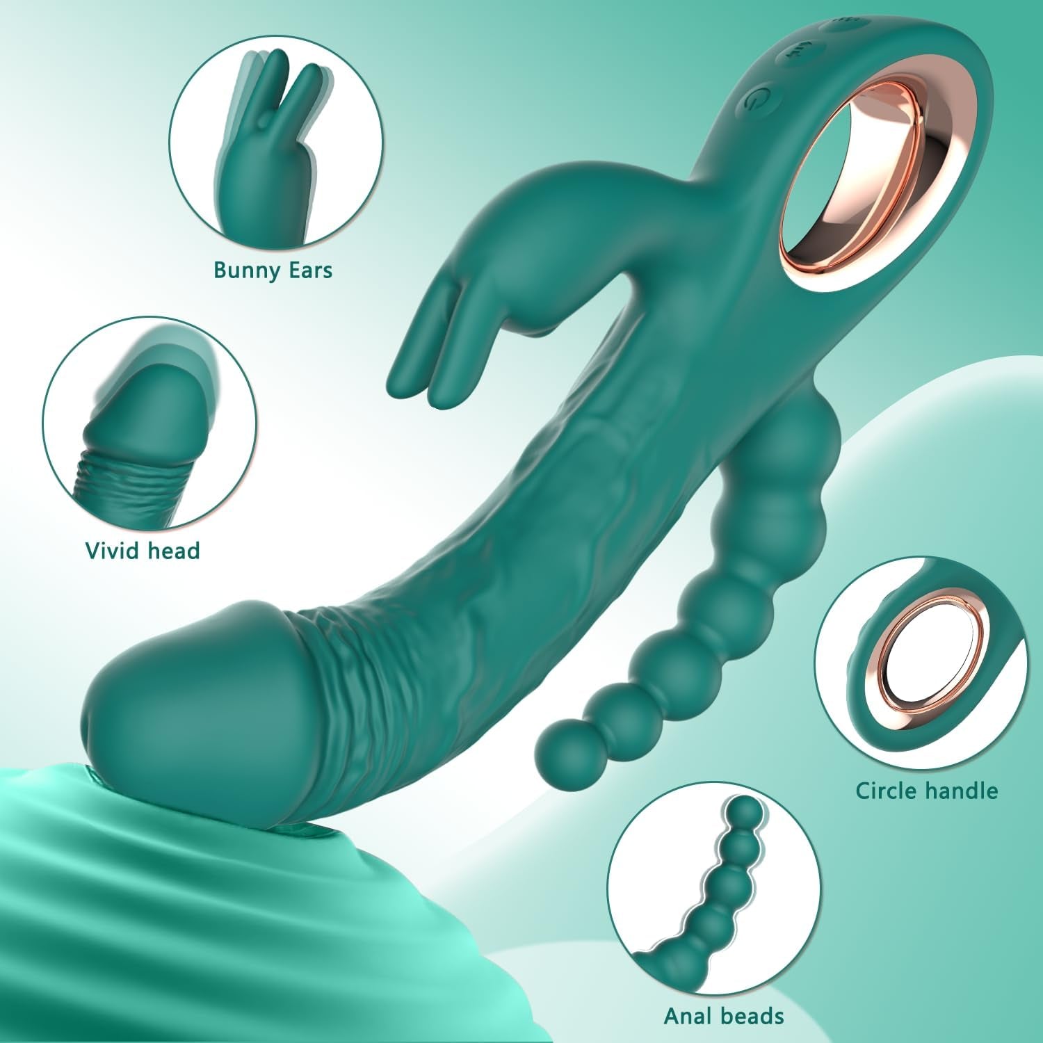 TriAxis Triple Motor Thrusting Rabbit Vibrator 10 Modes USB - SinfulX - 