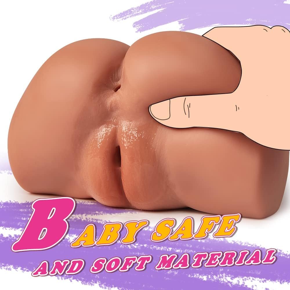Brown Male Masturbator Sex Doll with Tight Labia, 2 Hole Pocket Pussy Ass Male Masturbator with Strong Suction Channel, 4.1 LB Sex Doll Male Sex Toy for Men Masturbation - SinfulX - 